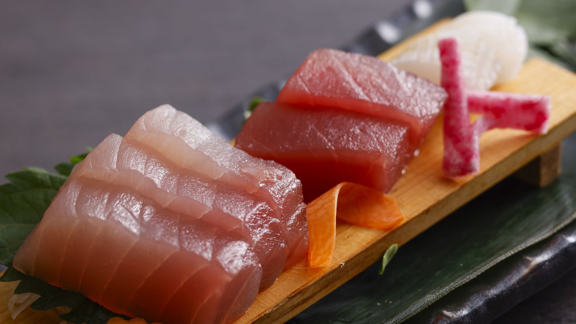 【季節の会席】冬(2025年12月～2026年2月)お造り　勝浦水揚げ生まぐろ2種　あおりいか炙り