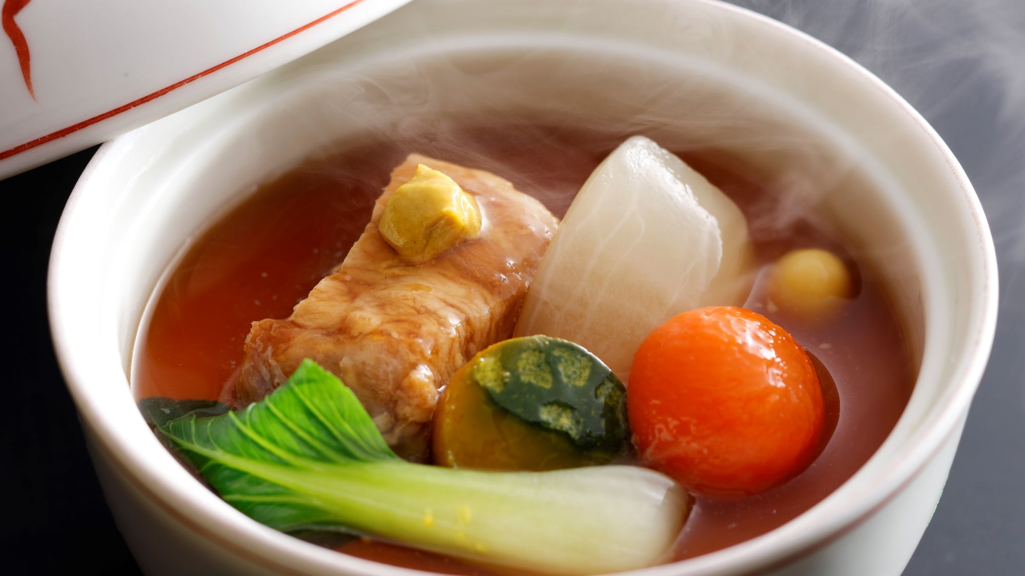 【土地の恵み会席】冬(2026年12月～2027年2月)蓋物　豚角煮茶碗蒸