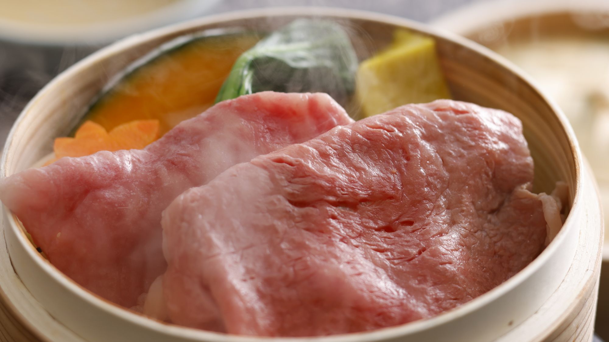 【特別会席】冬(2025年12月～2026年2月)台の物　熊野牛ロース蒸篭蒸し