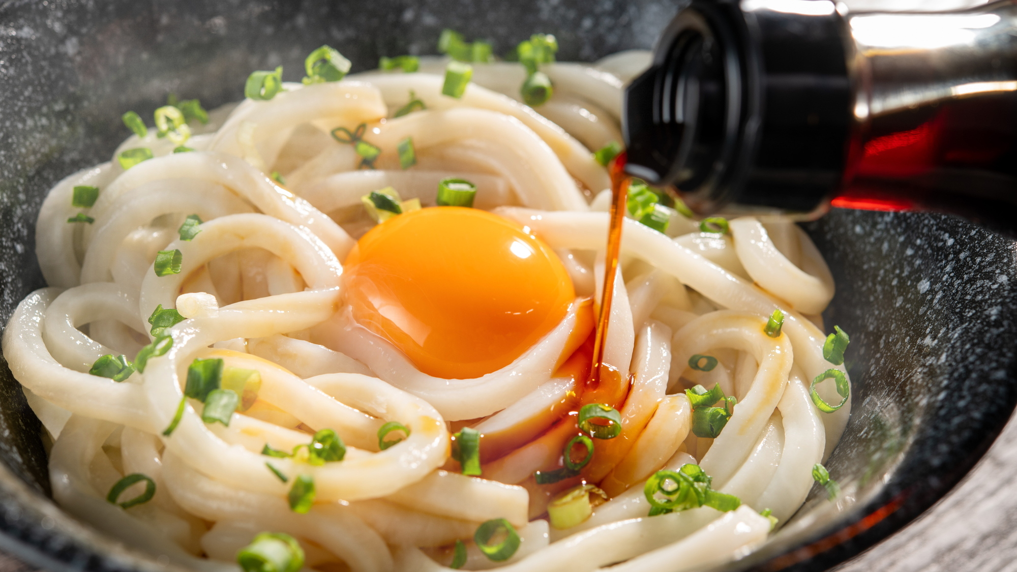 【夕食】ライブキッチン 上州ねじれ麺の釜玉うどん