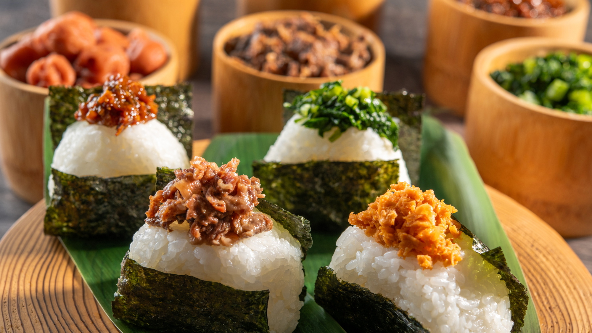 【朝食】ライブキッチン おにぎり お米は中之条産「花ゆかり」を使用