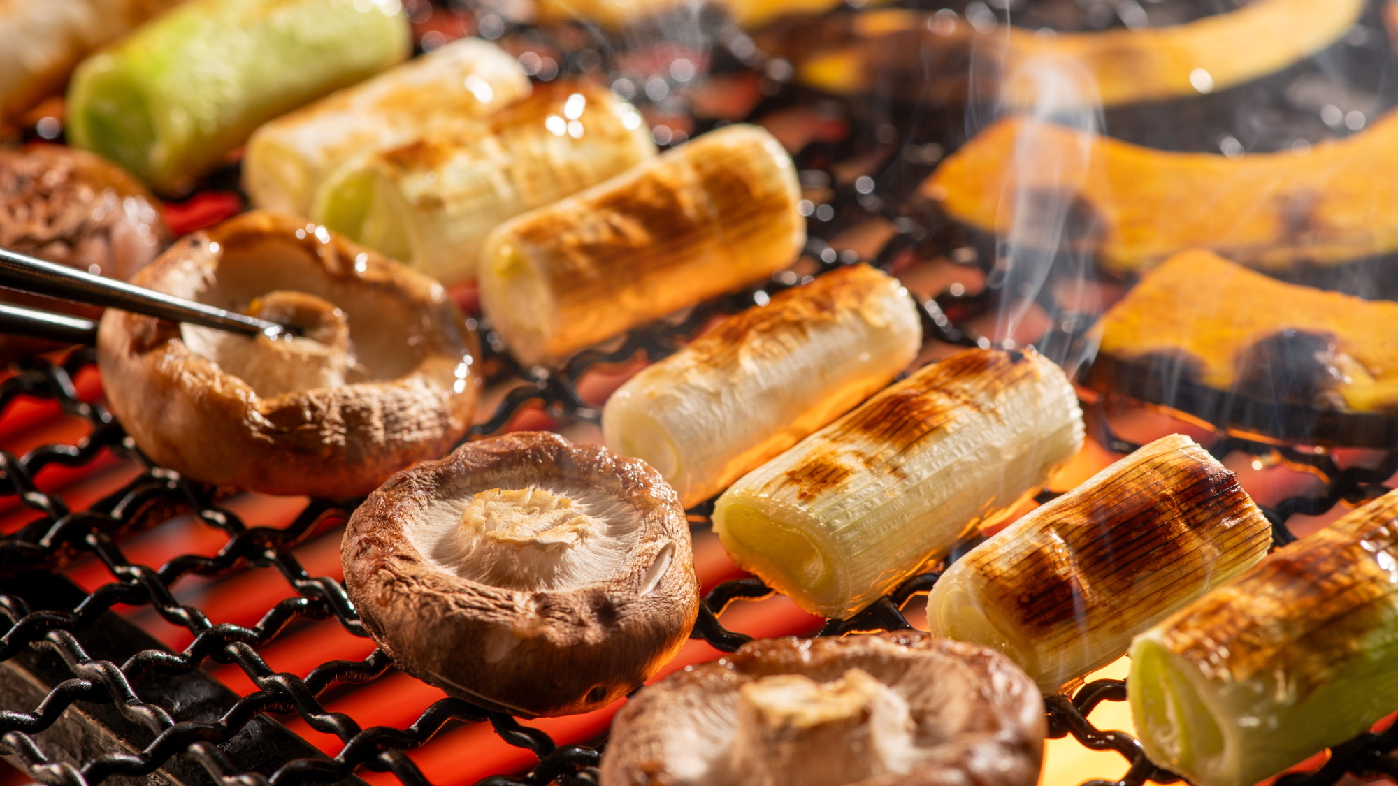 【朝食】ライブキッチン 上州野菜の網焼き