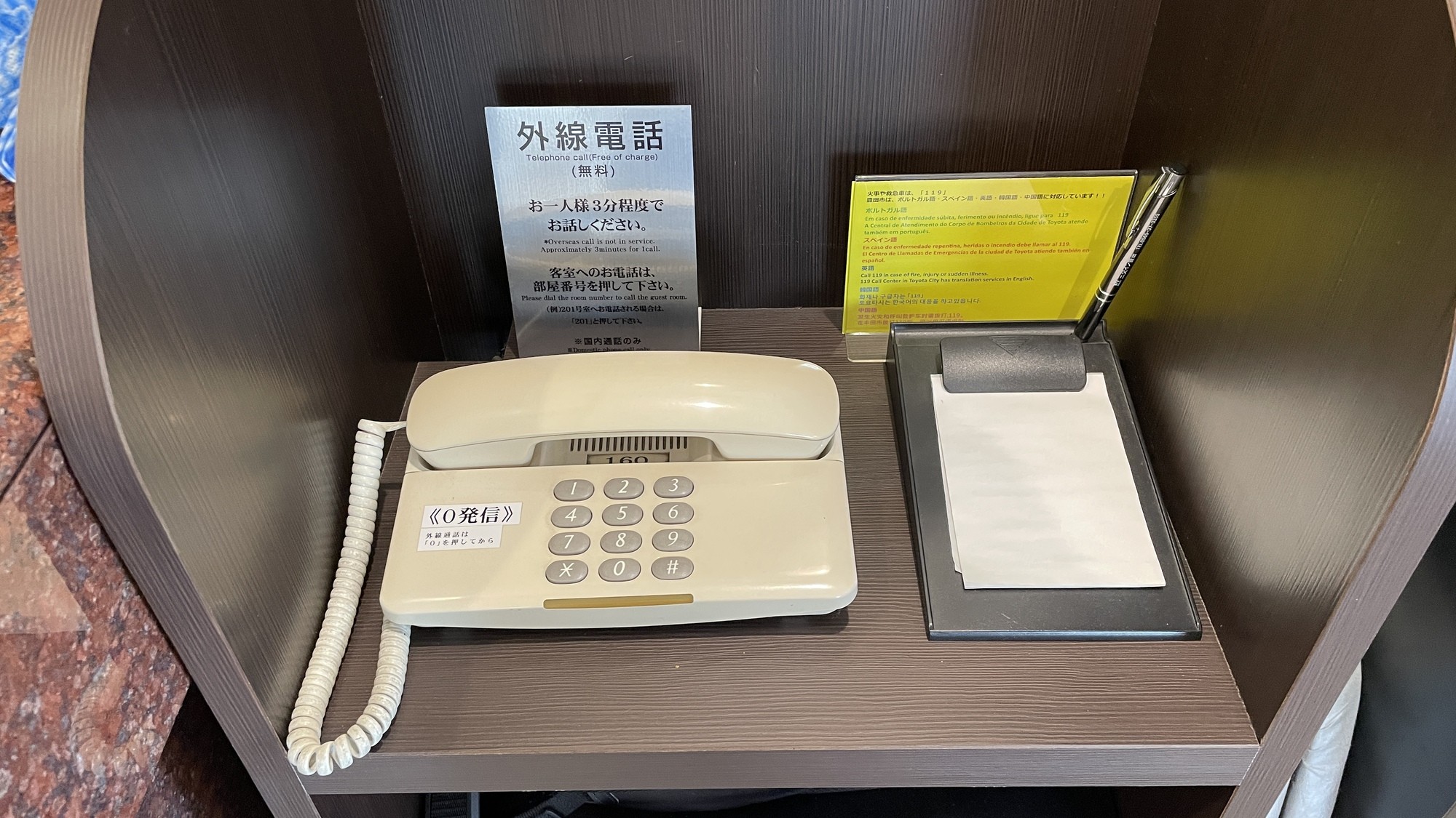 １F電話機：外線につながります。