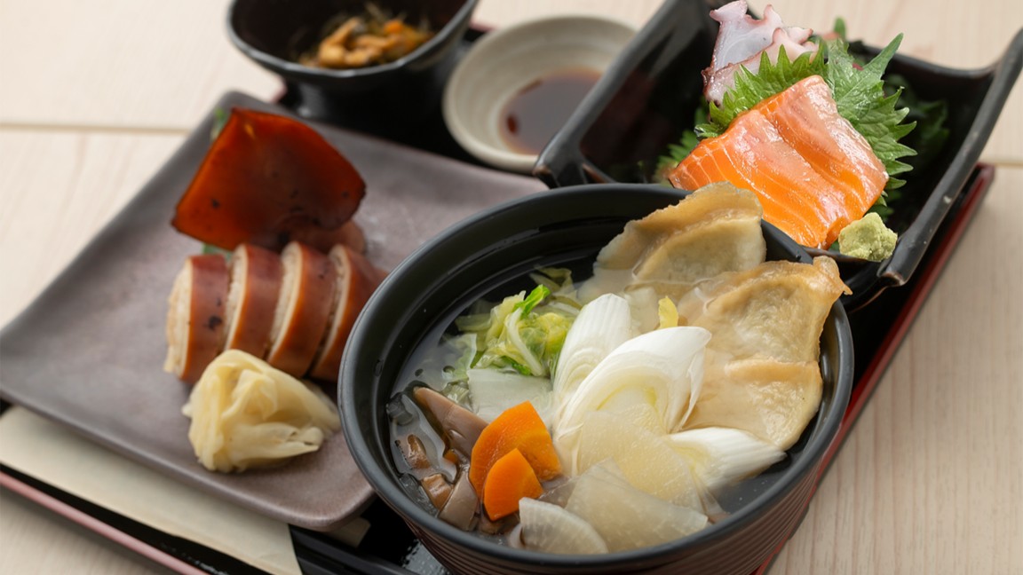 【刺身いかめしとせんべい汁セット】いかめしや烹鱗