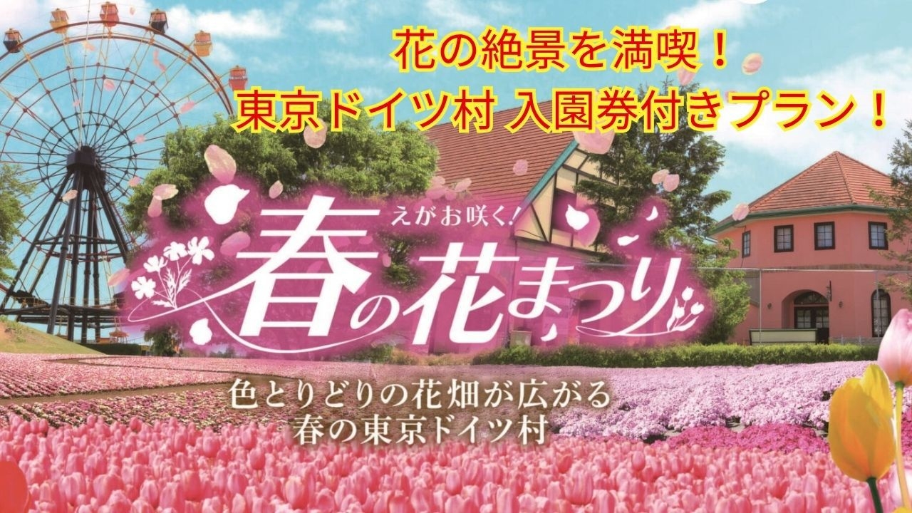 【素泊まり】　東京ドイツ村入園券付　春の花まつり開催中　★先着にてチューリップのポット苗プレゼント★