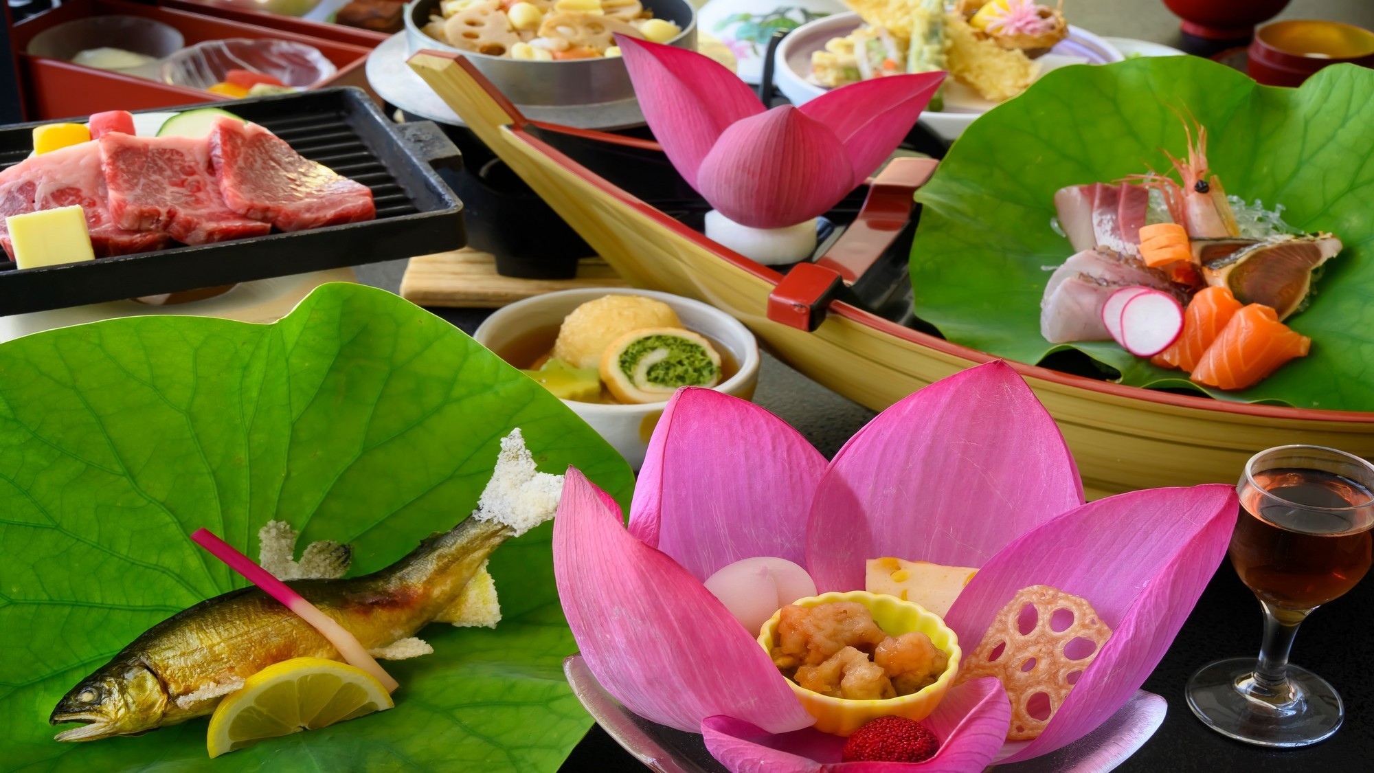 【期間限定〇はす会席】当宿でしか味わえない！蓮の花びらを盛り込んだ特別料理〇6/28〜はすまつり開催