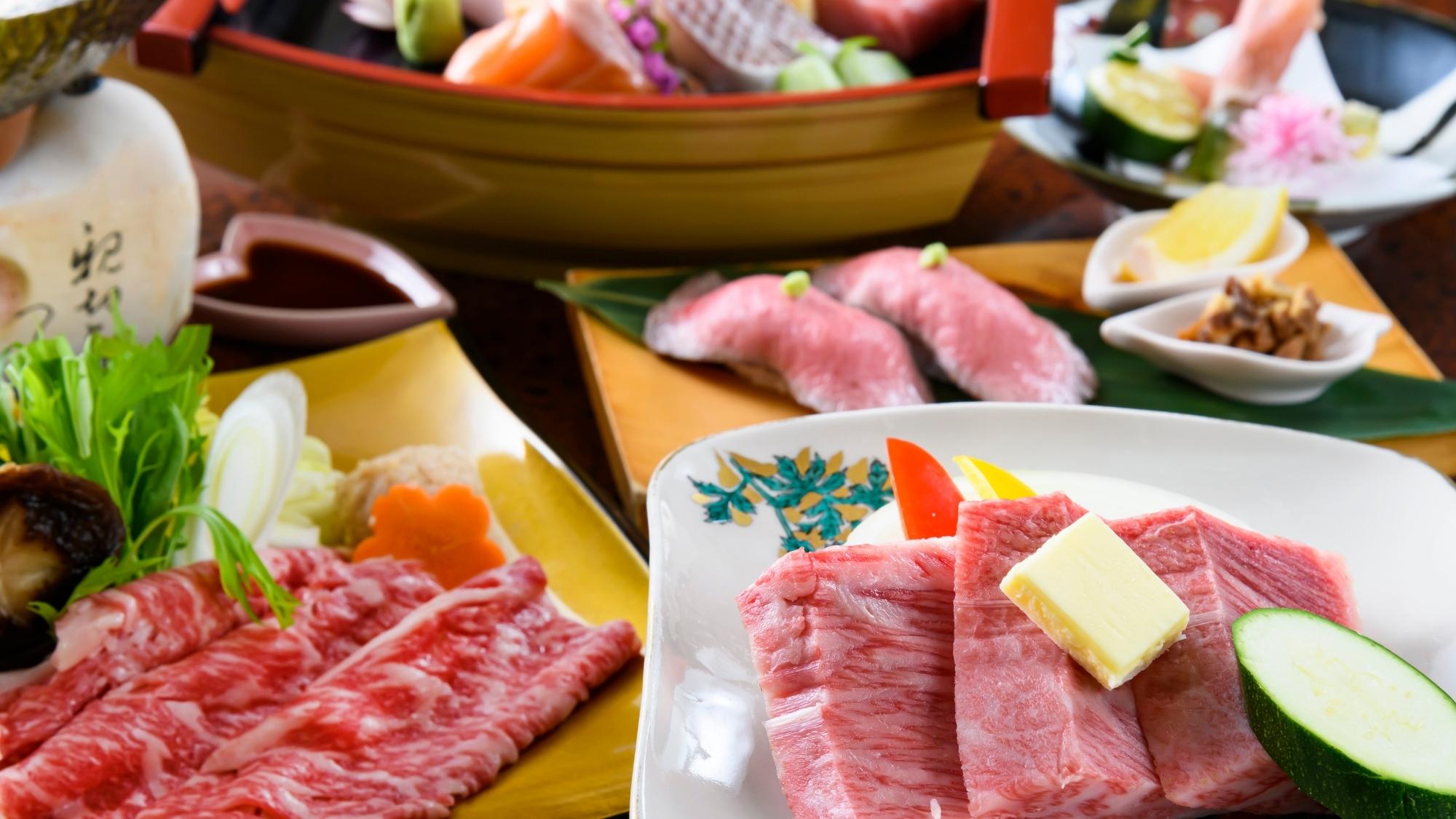 福井ブランド若狭牛を鉄板焼・しゃぶしゃぶと春の味覚を堪能する贅沢なお料理の数々をお楽しみください