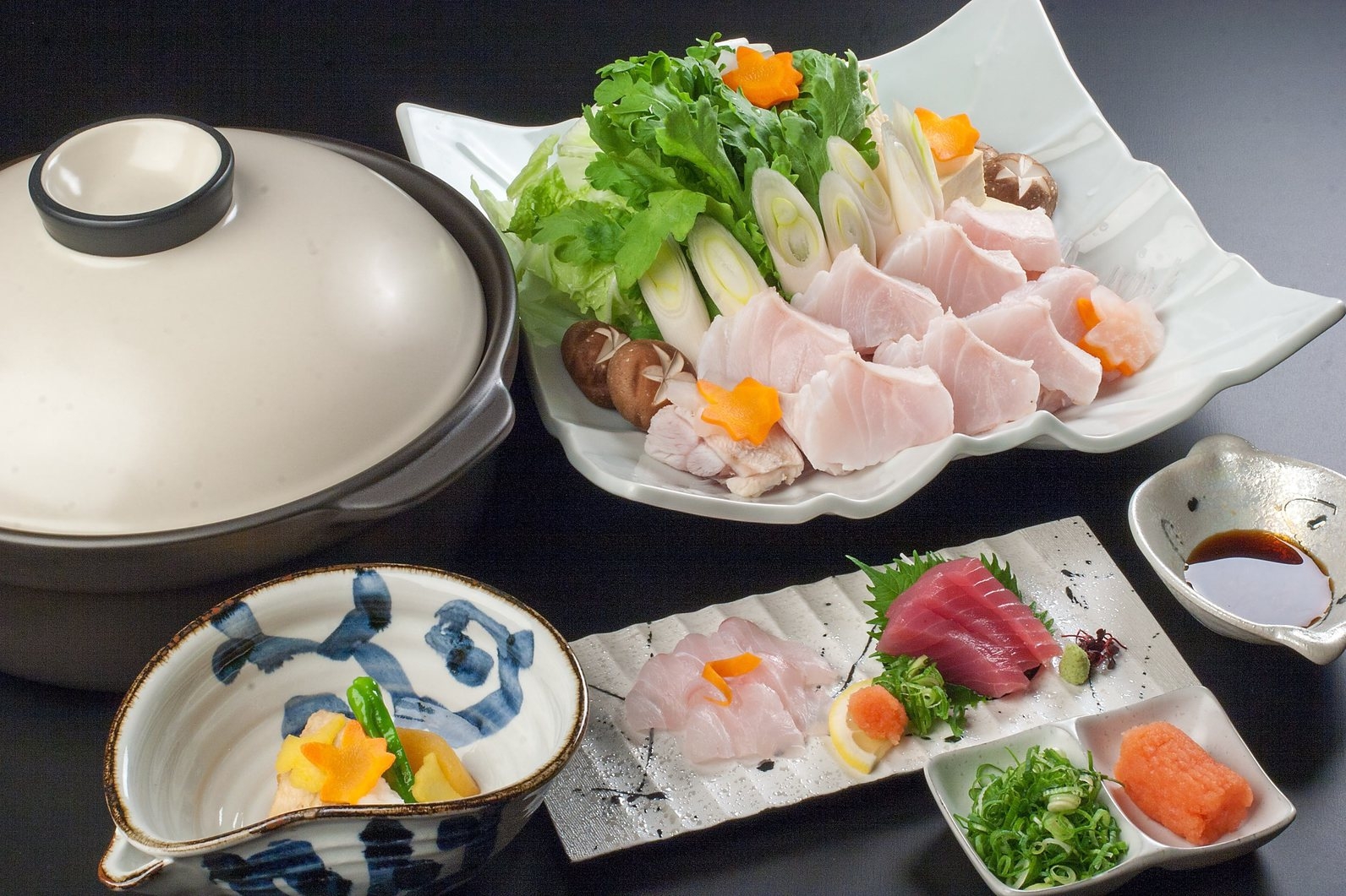 【冬のご馳走召し上がれ♪クエ鍋＆飲み放題プラン】３種の露天風呂で温泉も満喫