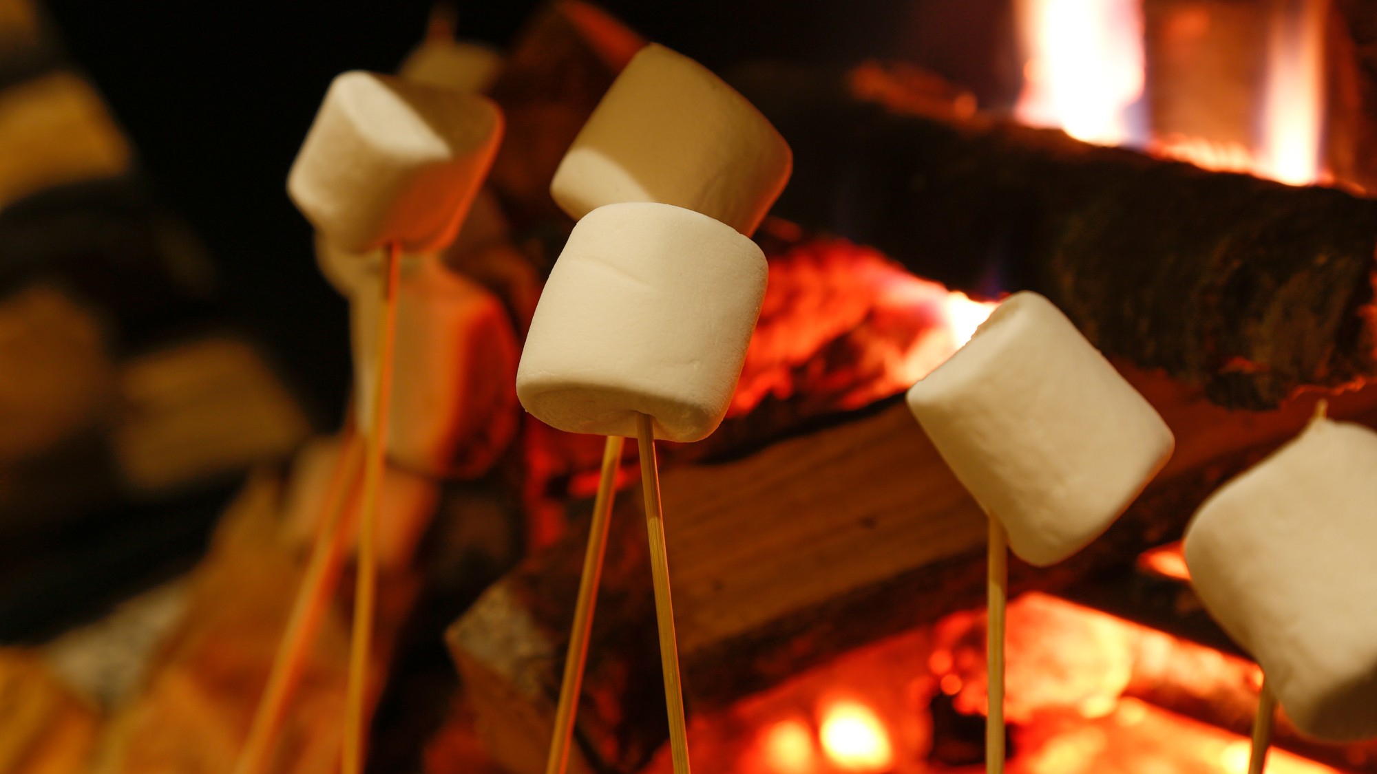 ふっくらとろりとした焼マシュマロを暖炉で。