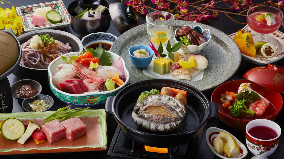 【特選料理】鮑や厳選牛、料理長こだわりの一品など「お料理グレードアップ（天祥膳）プラン」