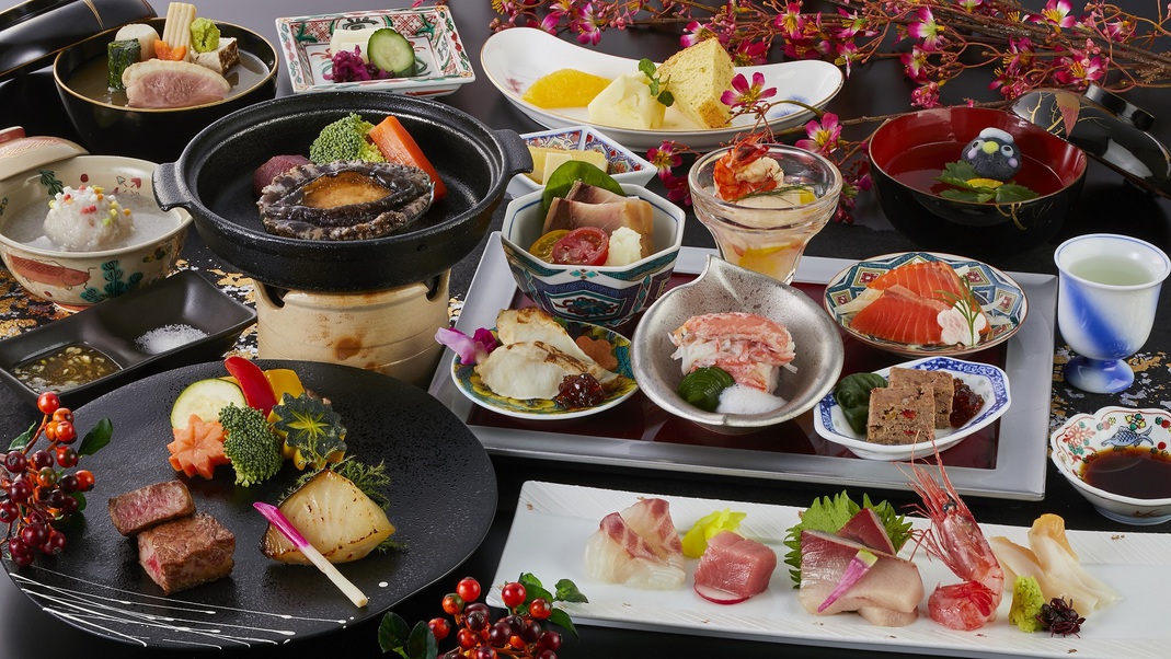 【特選料理】鮑や厳選牛、料理長こだわりの一品など「お料理グレードアップ（天祥膳）プラン」