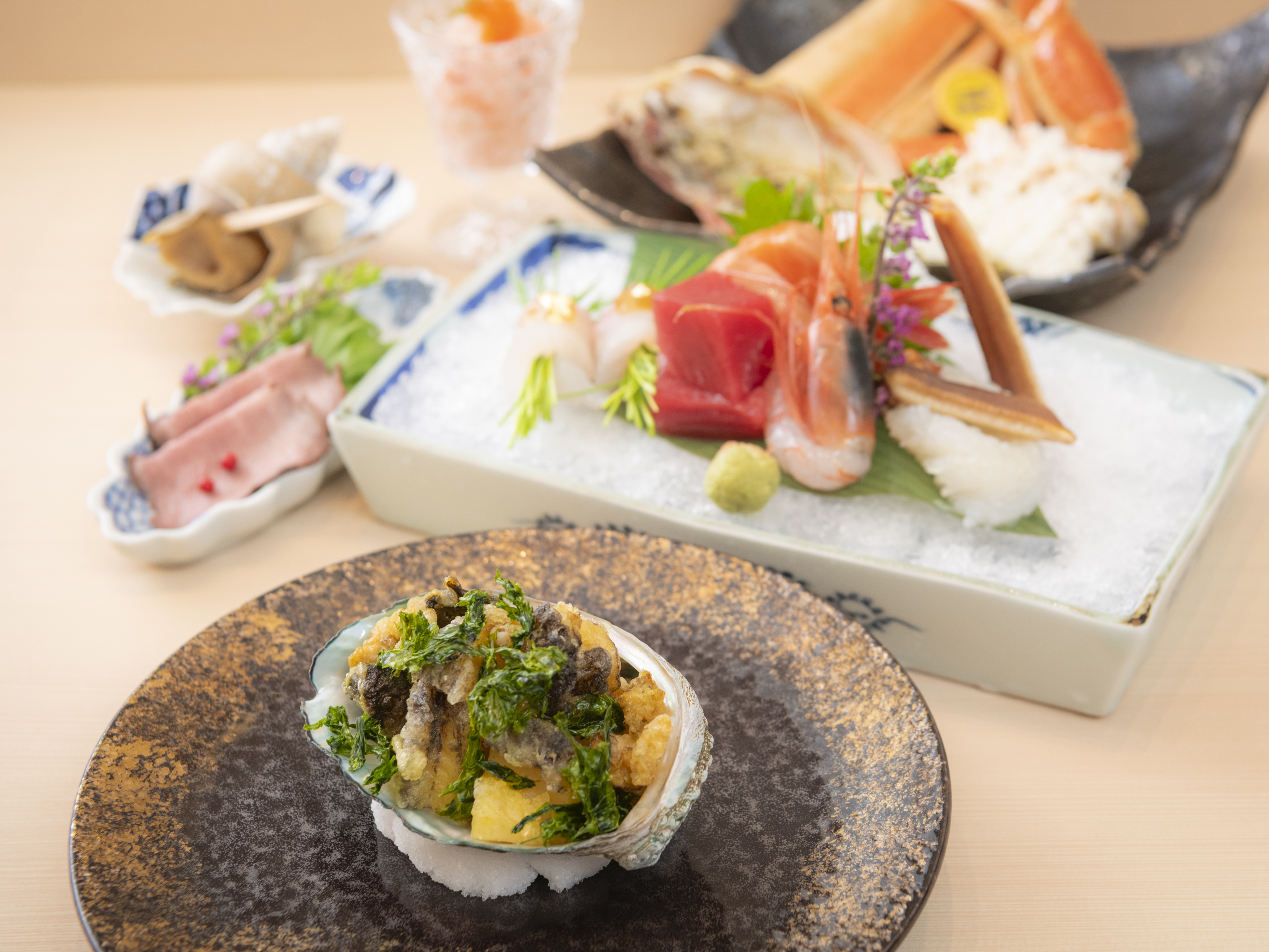 美食プラン（鮑の天ぷらとその他）