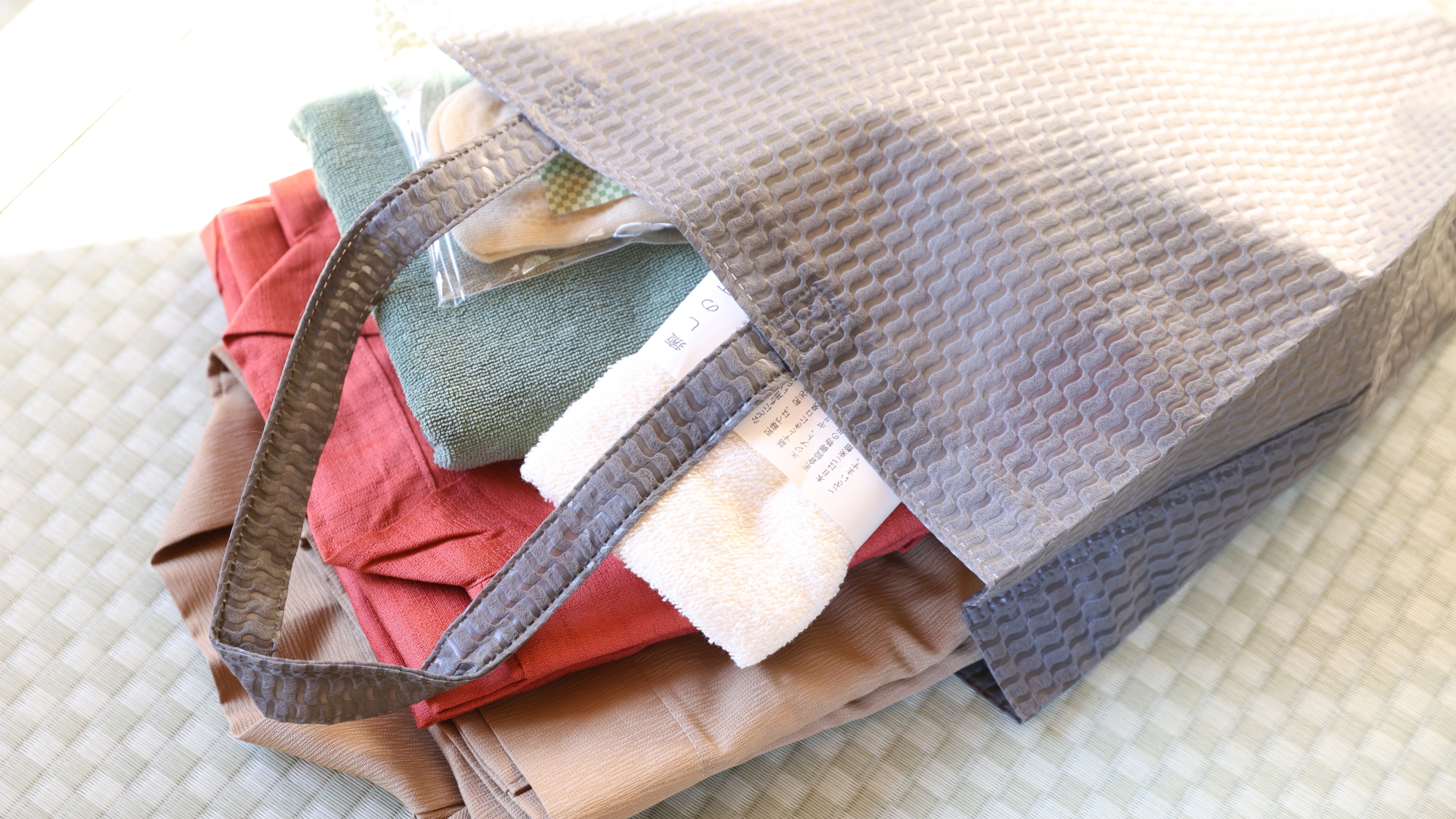 客室アメニティ　バッグに入れて大浴場へお持ちいただけます