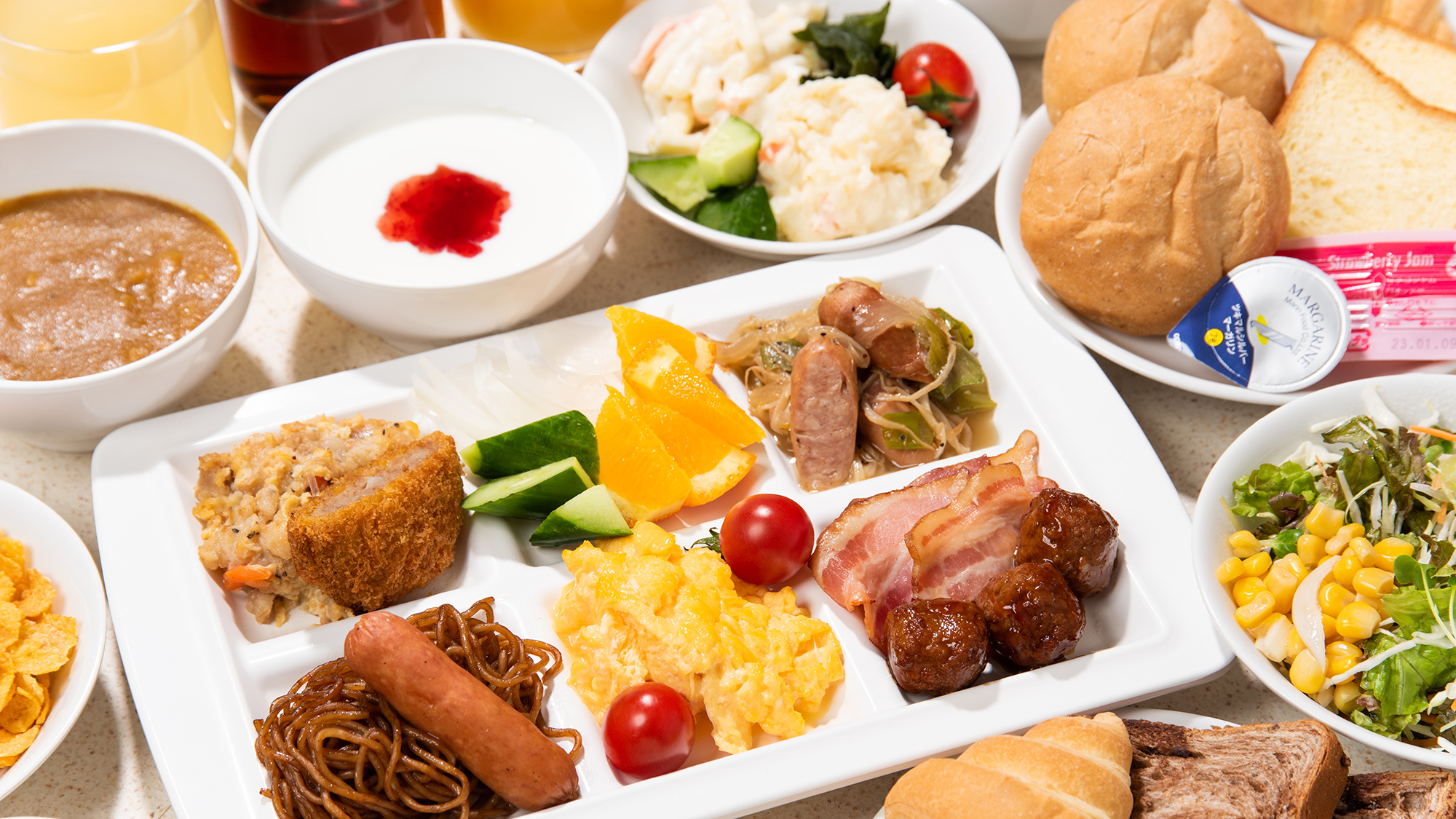 朝食・和洋食ビュッフェ（和食メニュー）／朝食は洋食派の方も嬉しいメニューを取り揃えております。