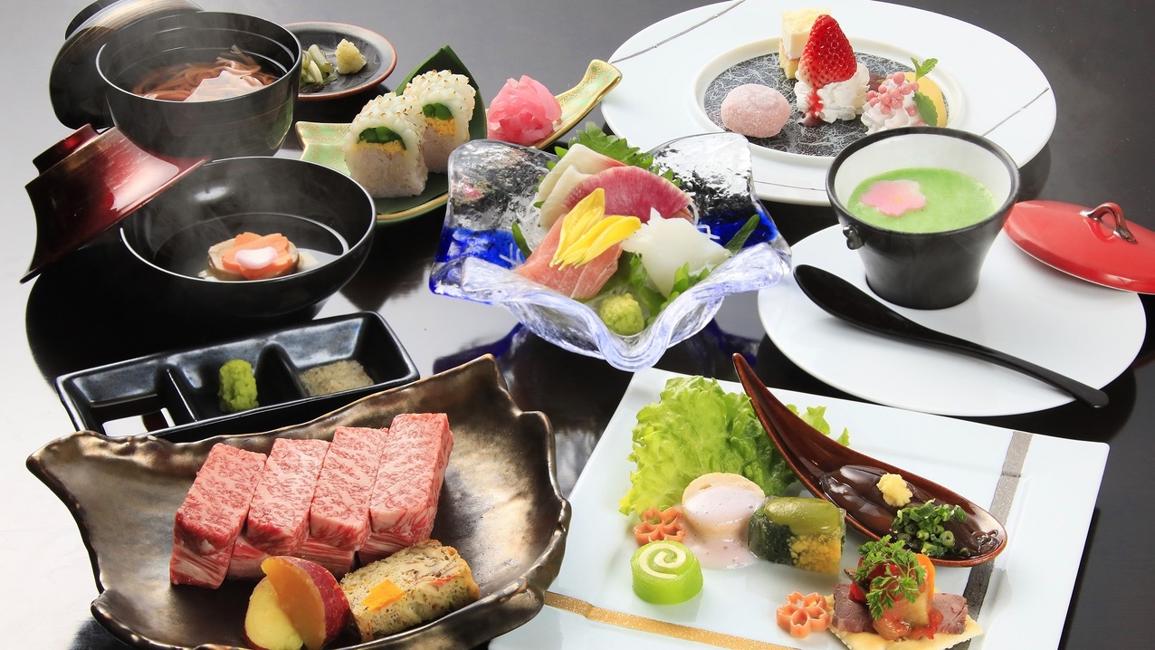 【基本会席】旬の食材を使用した創作和洋会席が味わえる箱根風雅の基本プラン＜基本会席★雅＞