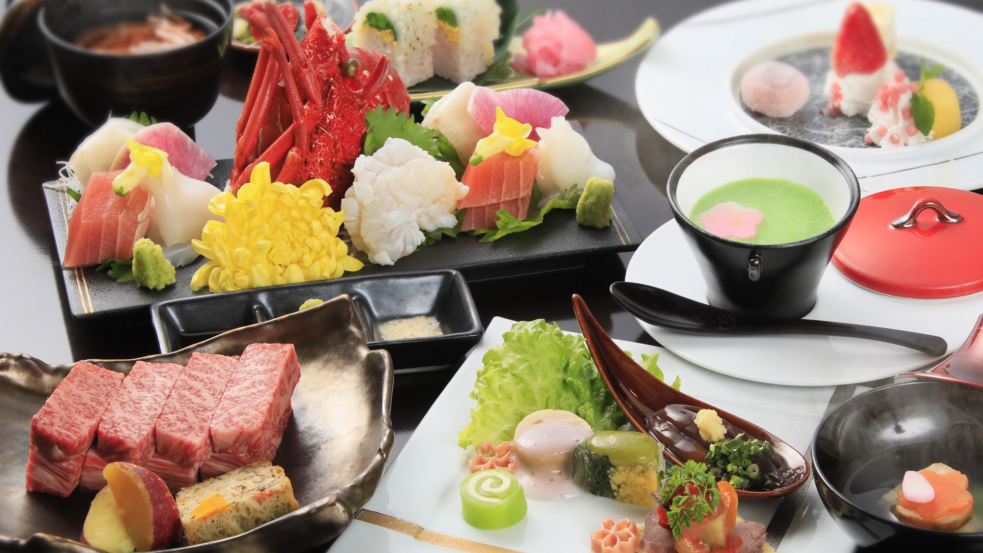 見た目にもこだわった創作会席料理