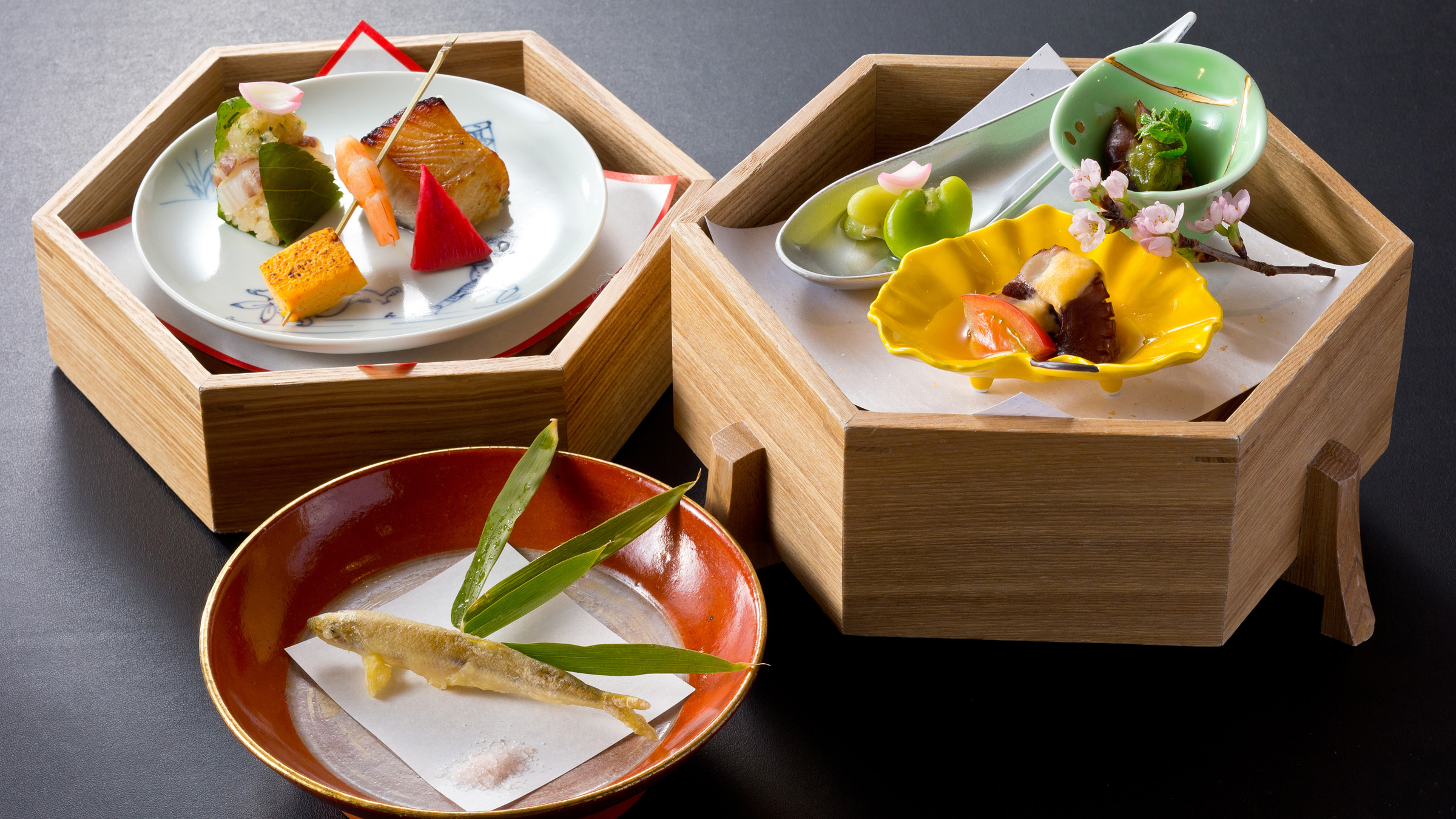 紬会席（3/18～4/21）【前菜・揚物】