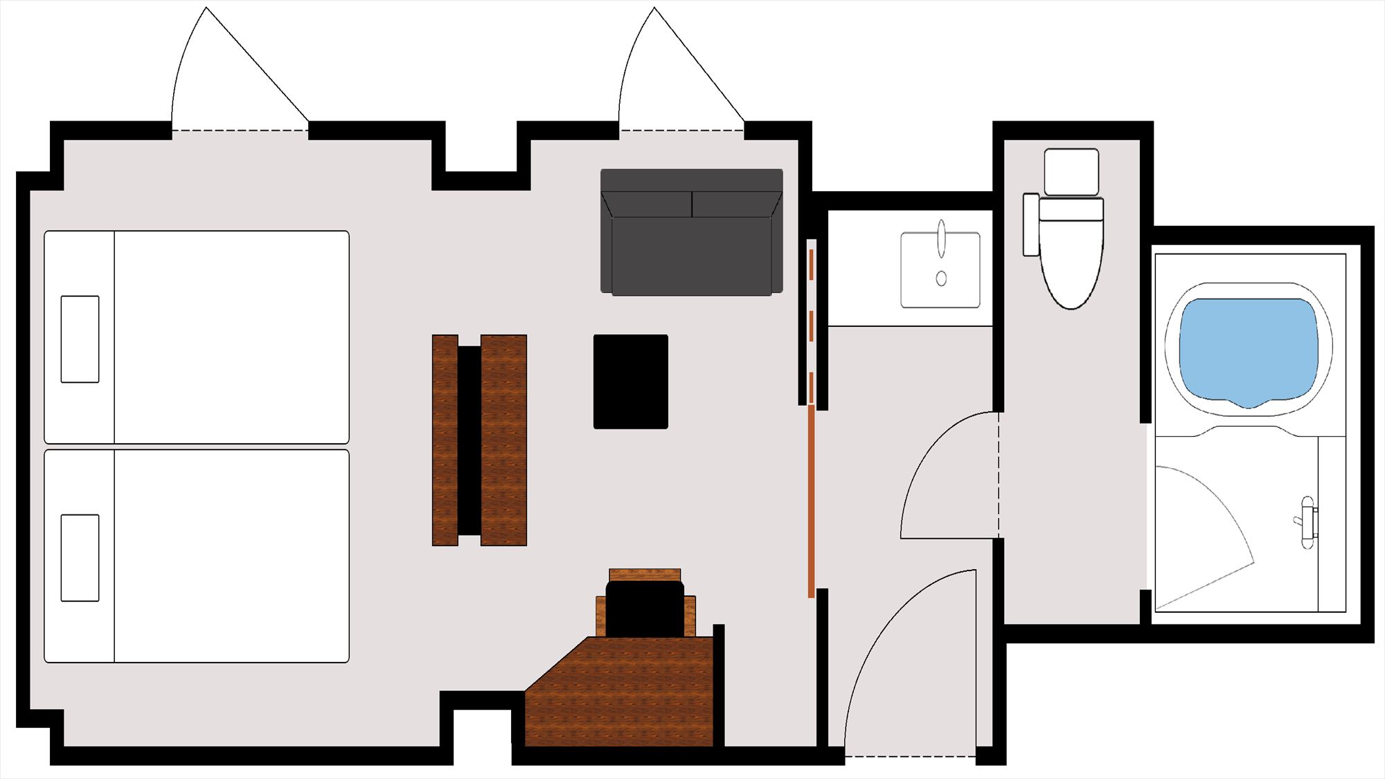 ◆ハリウッドツインルーム　客室平面図