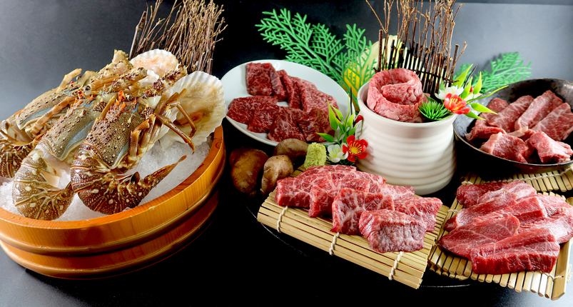 2食付【GW期間限定】黒毛和牛厳選赤身五撰と伊勢海老の網焼き饗宴コース