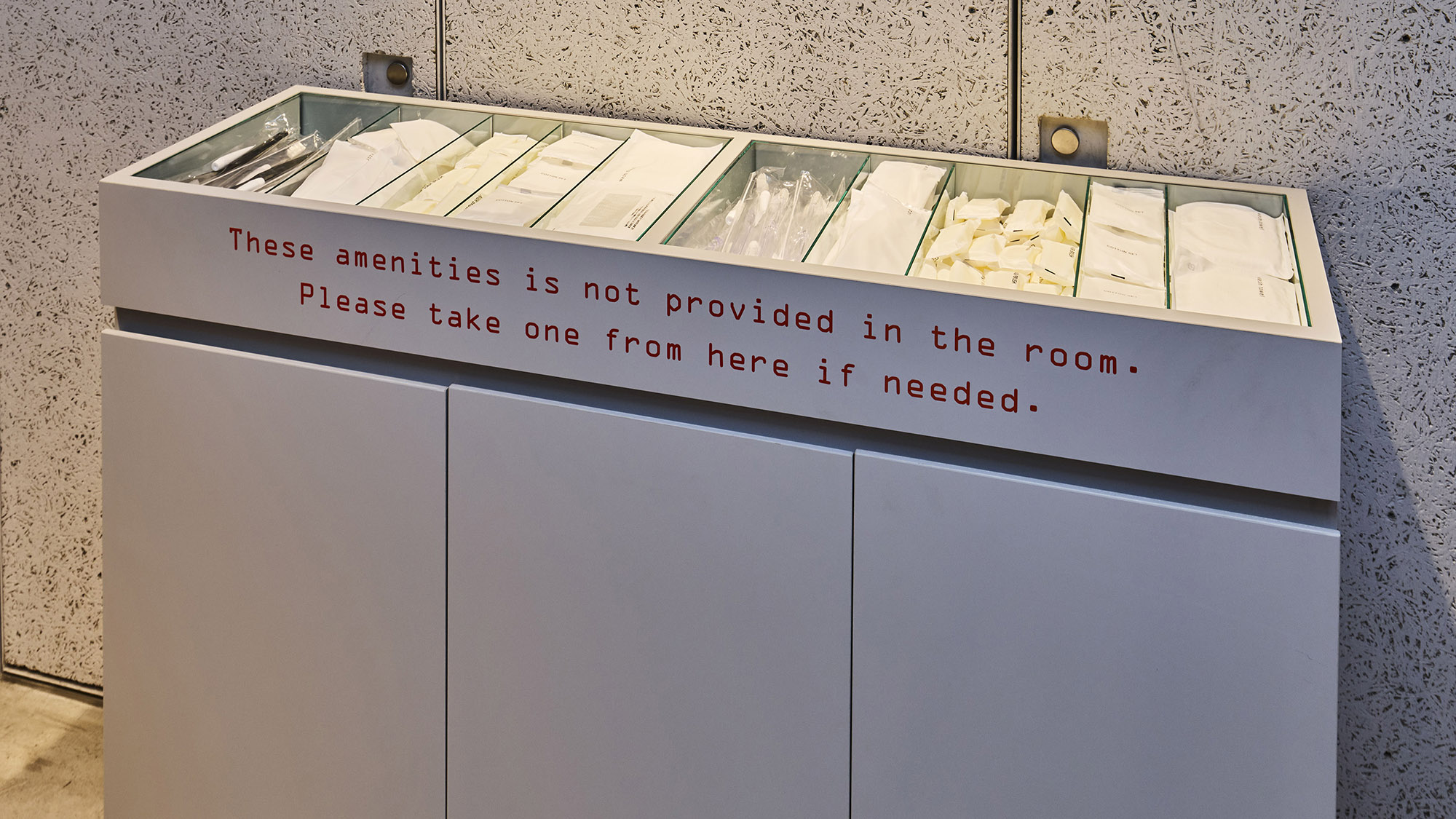 レセプション無料提供アイテム｜ご滞在に必要なものをご自由にお持ちいただけます。