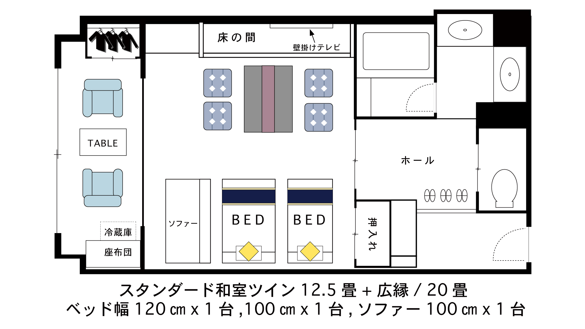 【和風ツインベッドルーム】間取り図