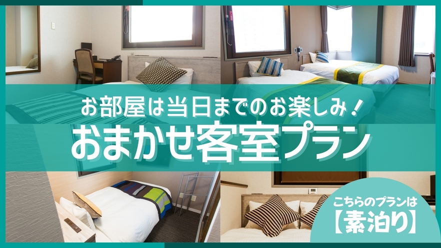 どのお部屋になるかはお楽しみ！お得ステイプラン【素泊り】