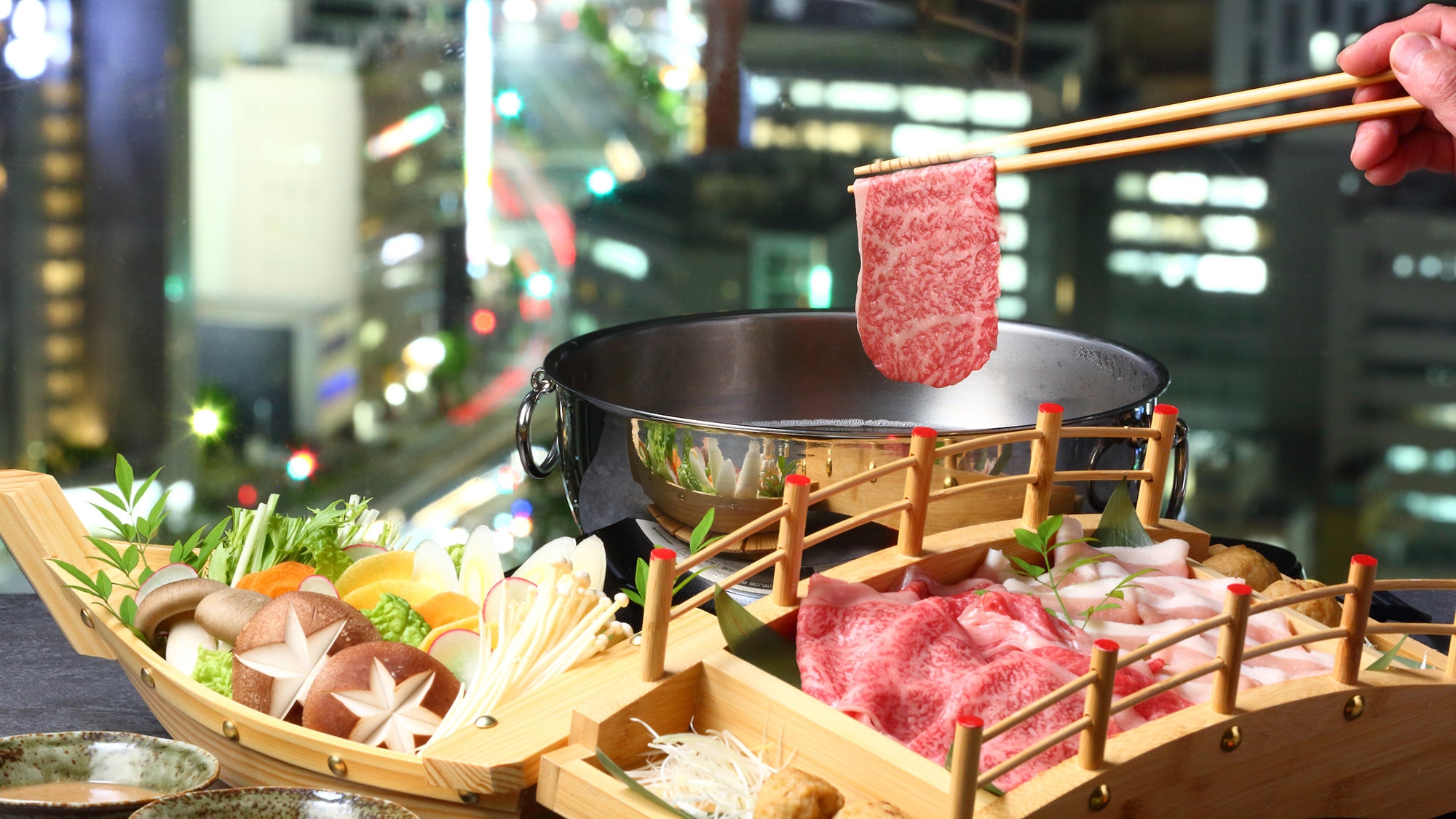 飛騨牛しゃぶしゃぶコースで贅沢ステイ　朝食付き