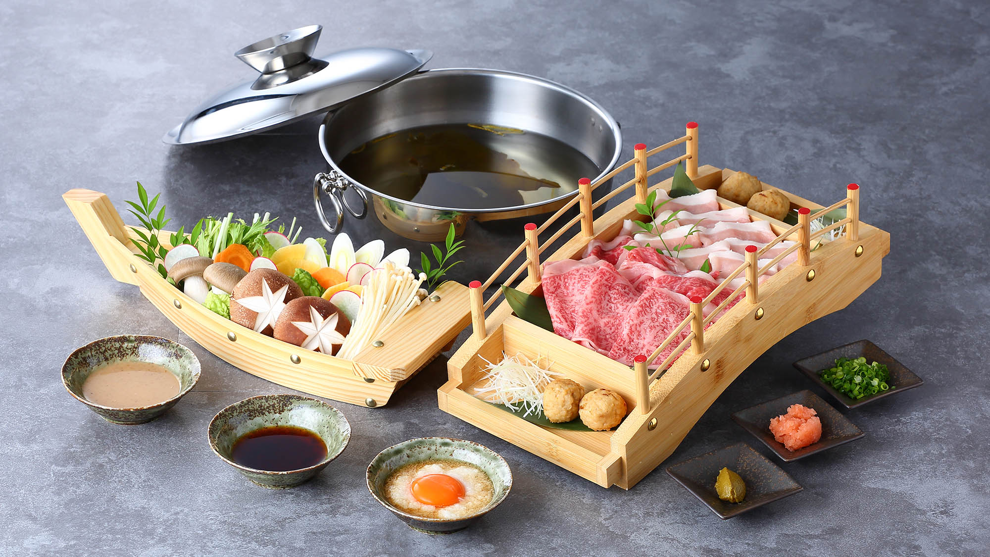 飛騨牛しゃぶしゃぶコース(2名様の盛り付けイメージ)