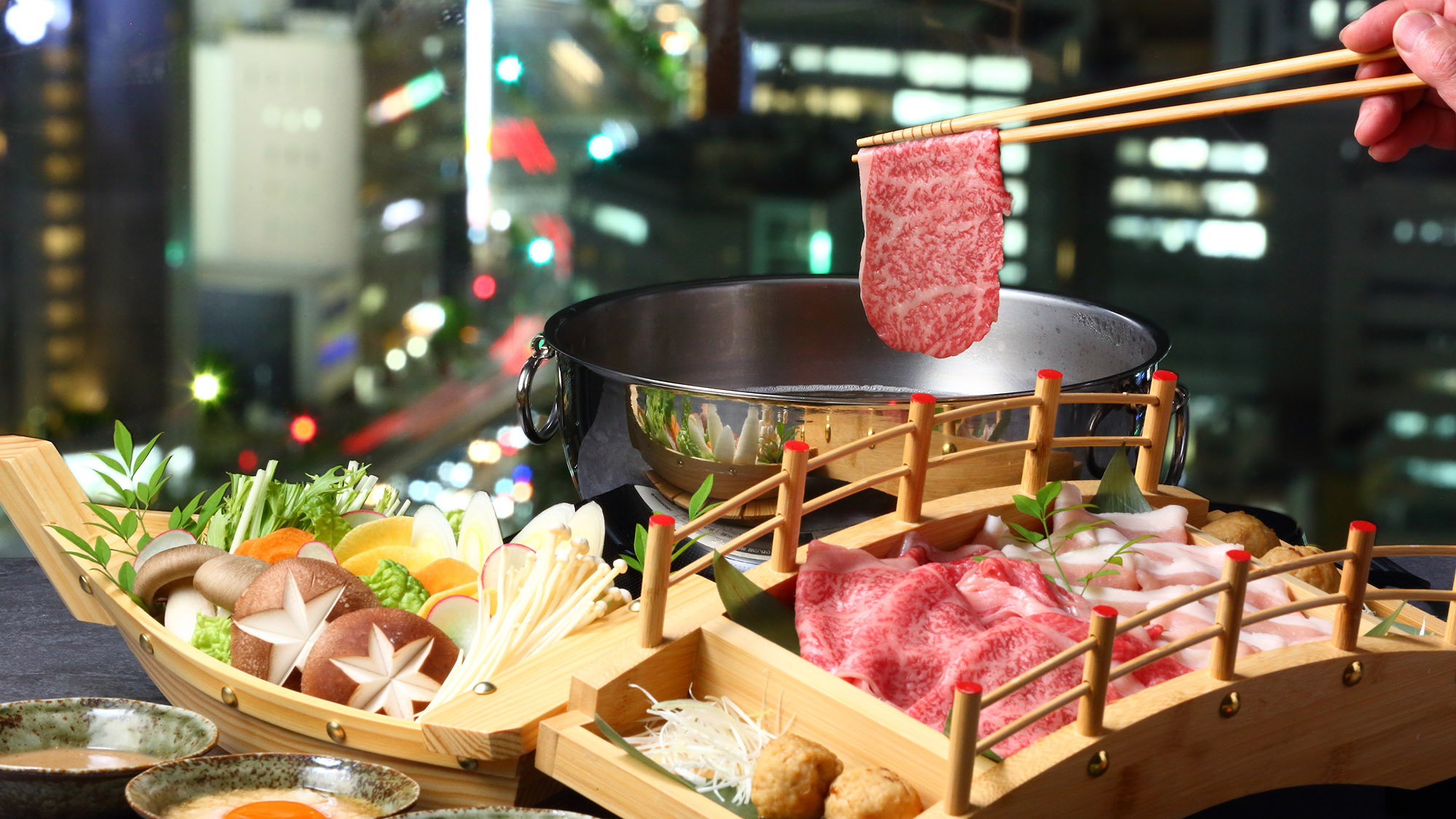 飛騨牛しゃぶしゃぶコース(2名様の盛り付けイメージ)