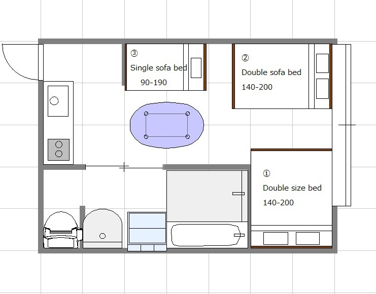 A【２泊以上のプラン】最大３台のベッドがご用意できるお部屋（２階A）