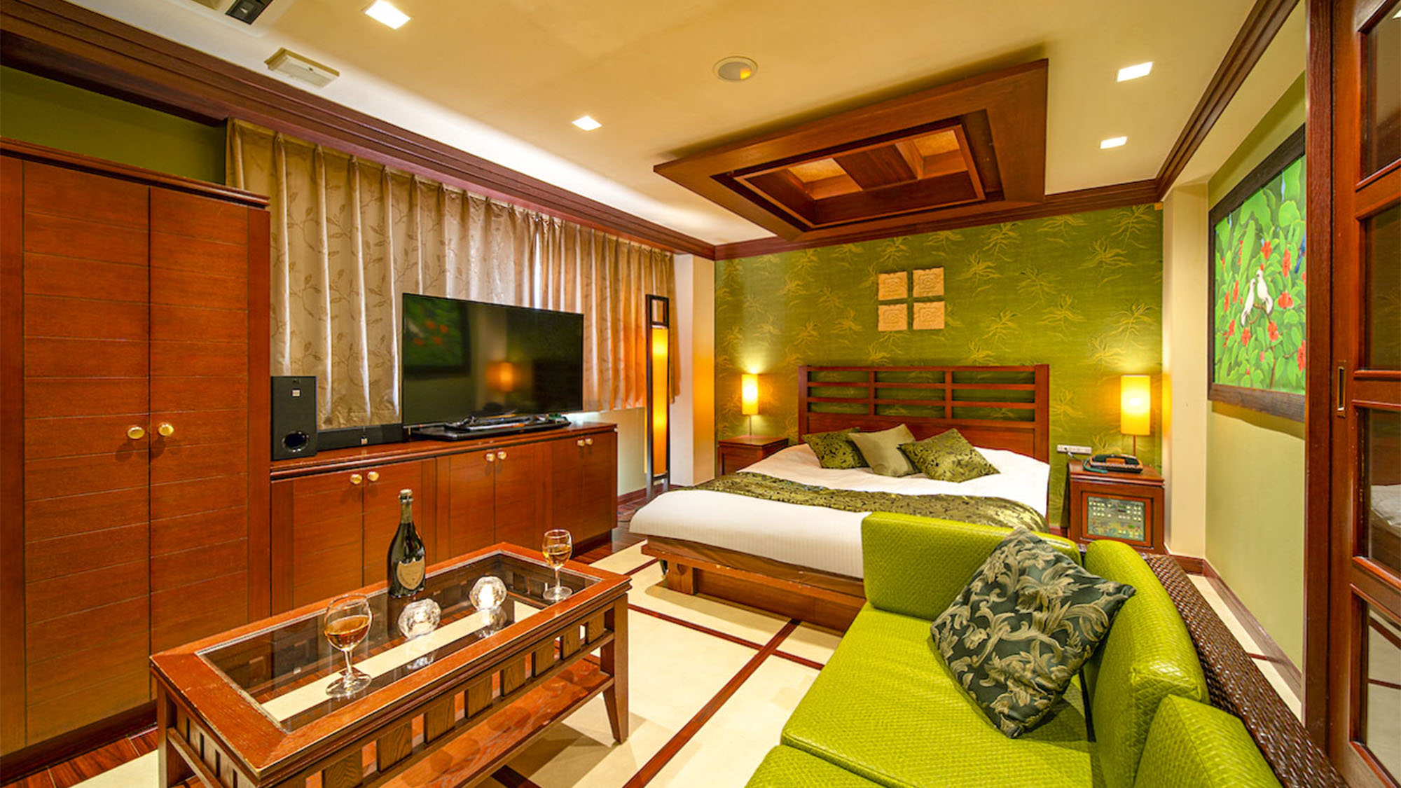 ・【スタンダード　一例】抹茶グリーンが和の心を感じるお部屋です。