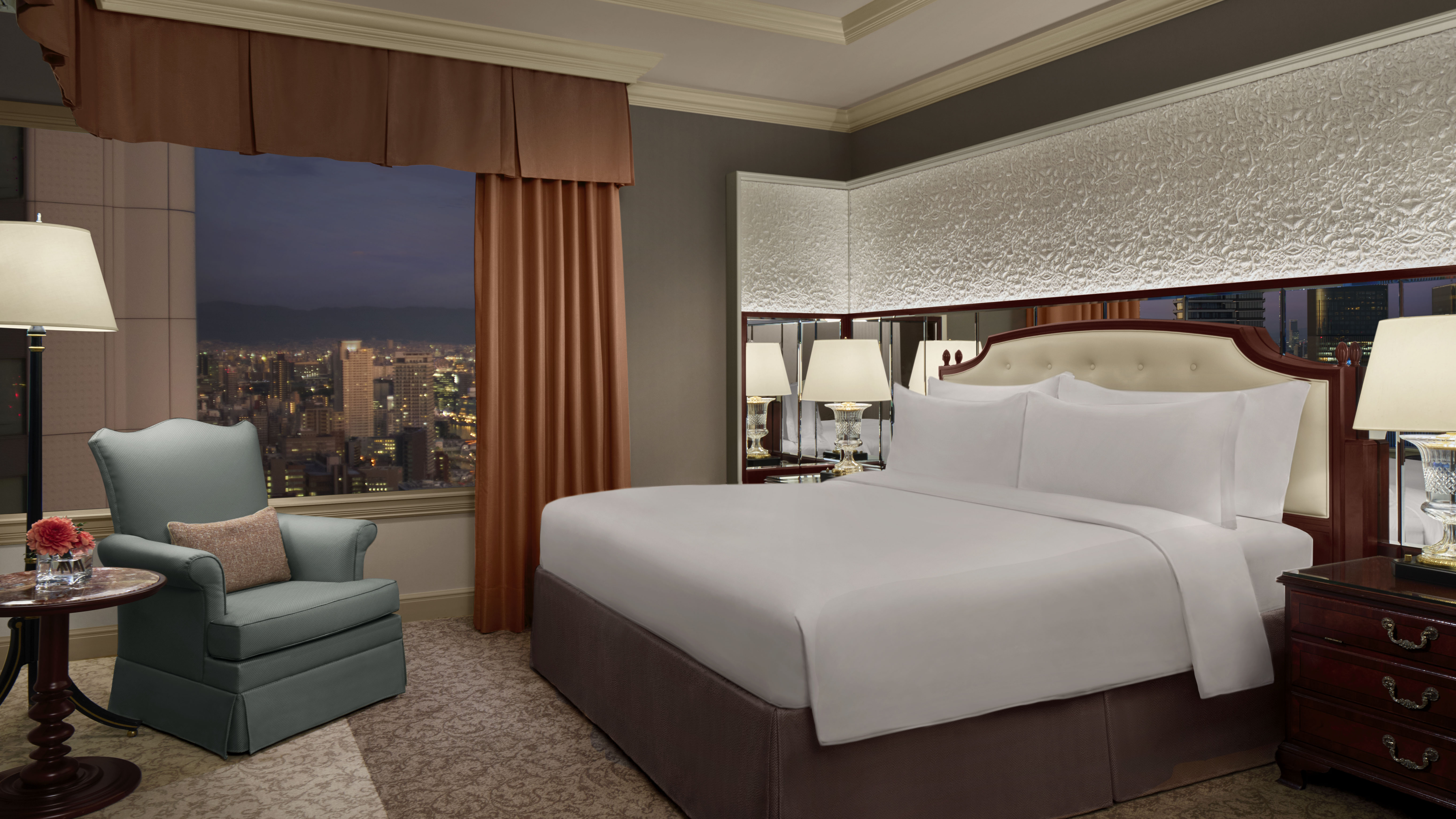 Executive suite bedroom evening