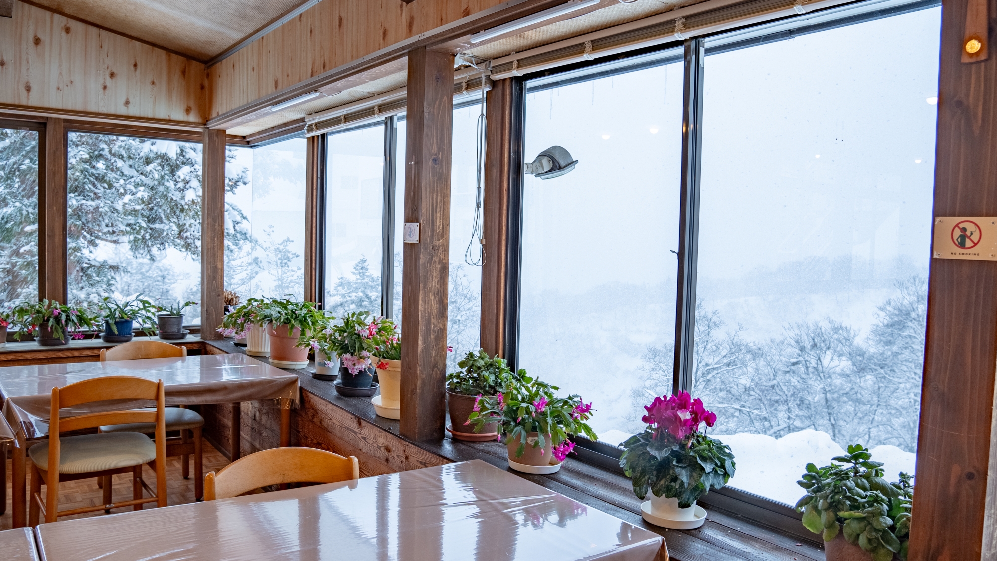 *せきぜん食堂/雪が積もった外を眺めながらの朝食は何とも贅沢、窓から望む渓谷の景色は絶景です！