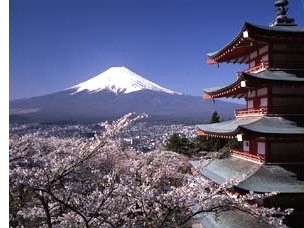 新倉山からの富士山と桜（春）