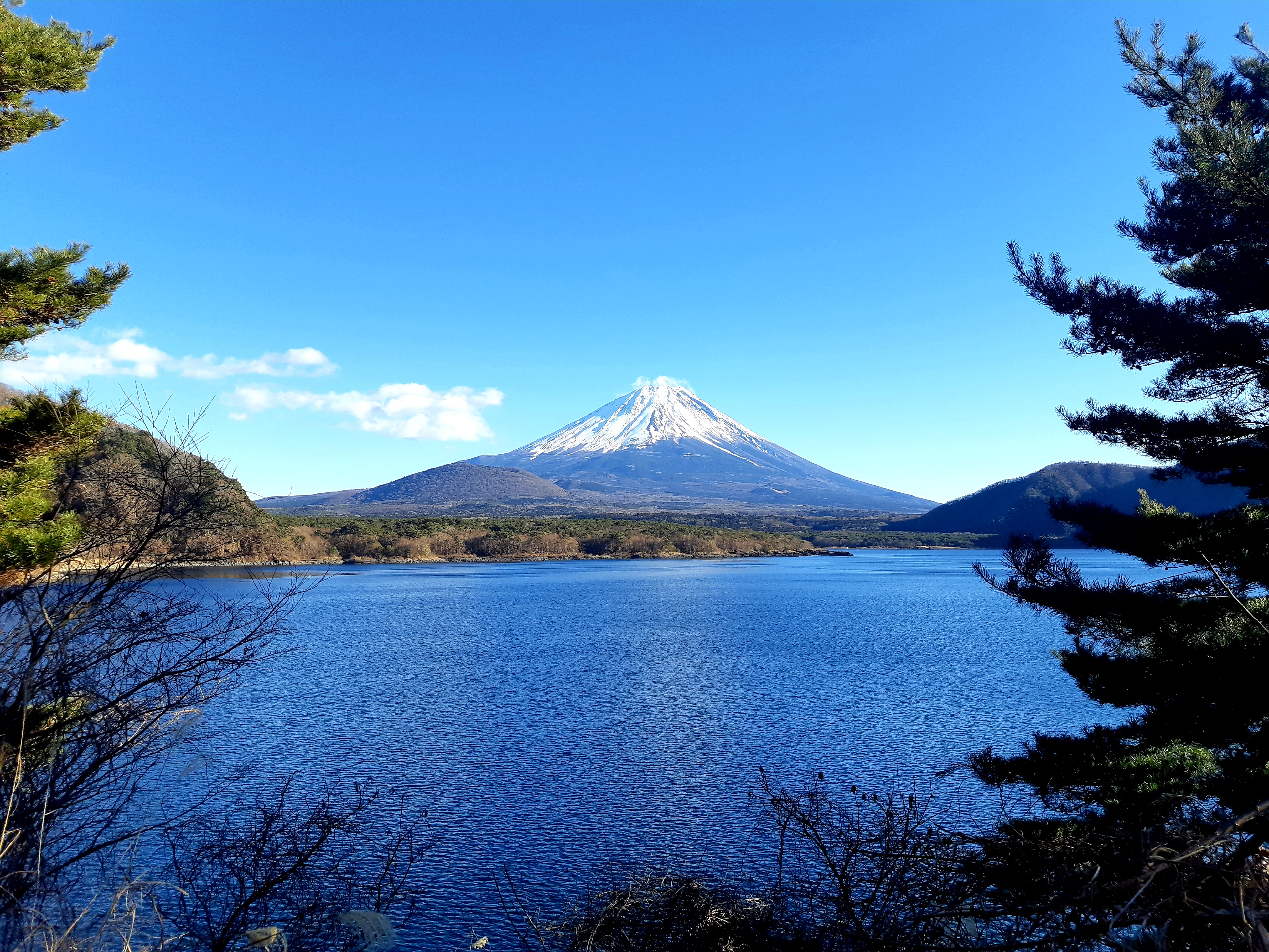 本栖湖と富士山