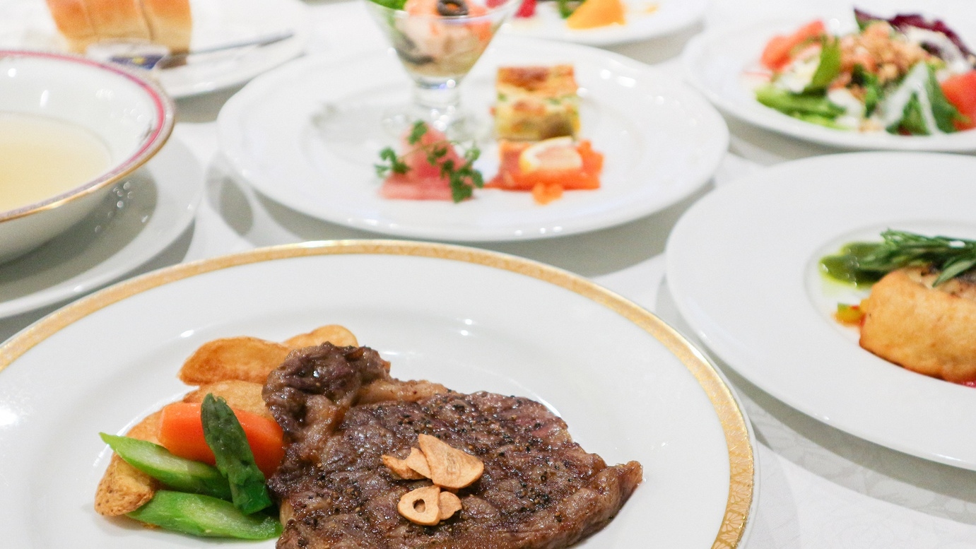 【定番】おおいた名物☆豊後牛ステーキ付き☆洋食フルコースをご堪能♪2食付きプラン