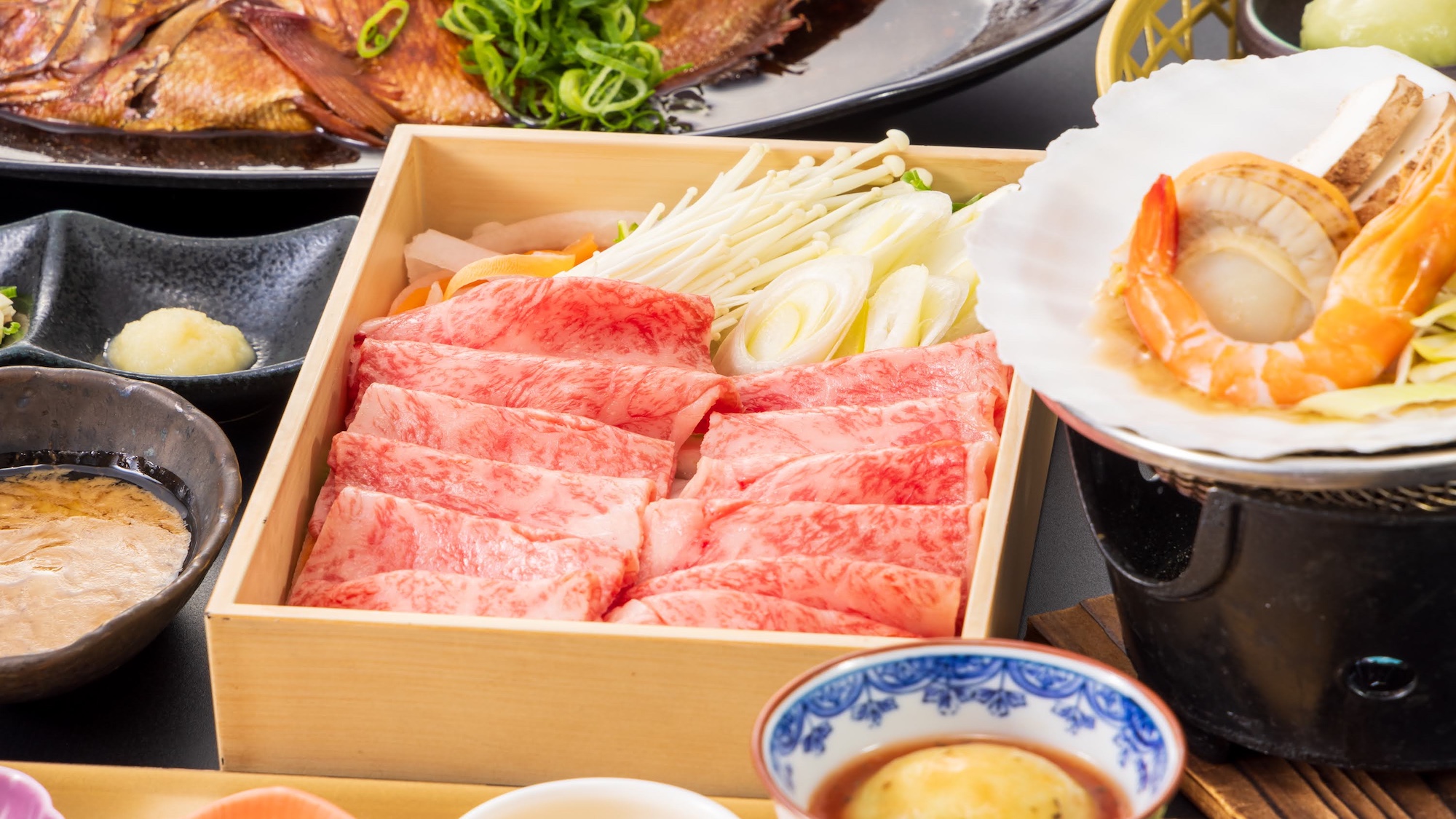 米沢牛のしゃぶしゃぶ（一例）