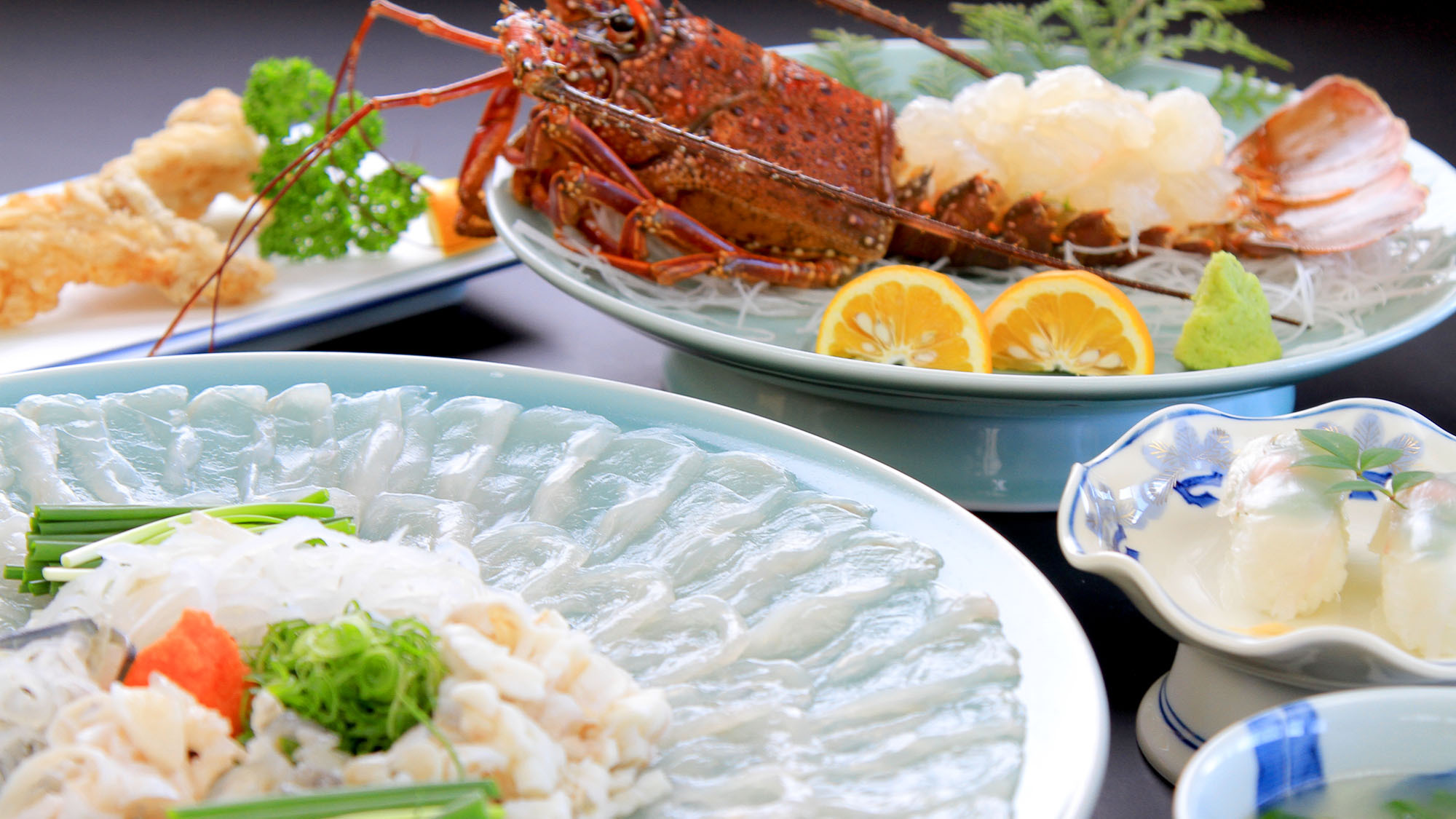 【フグと伊勢海老】臼杵の厚切りフグと採れたて伊勢海老を堪能！贅沢プラン（一泊二食）