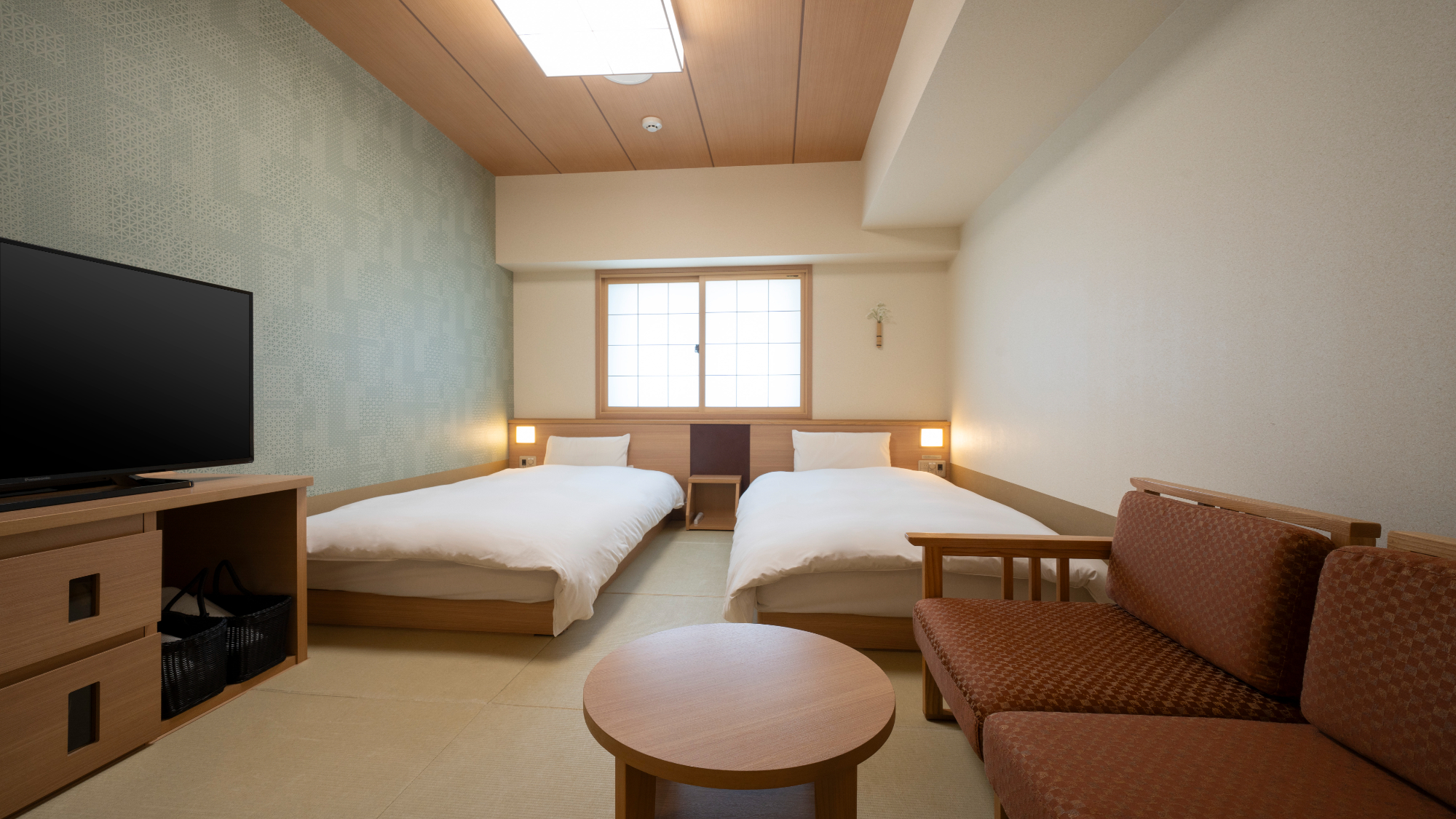 スタンダードツイン【禁煙】（100&times;195センチ&times;2台）19.4平米◆サータ社ベッド完備◆