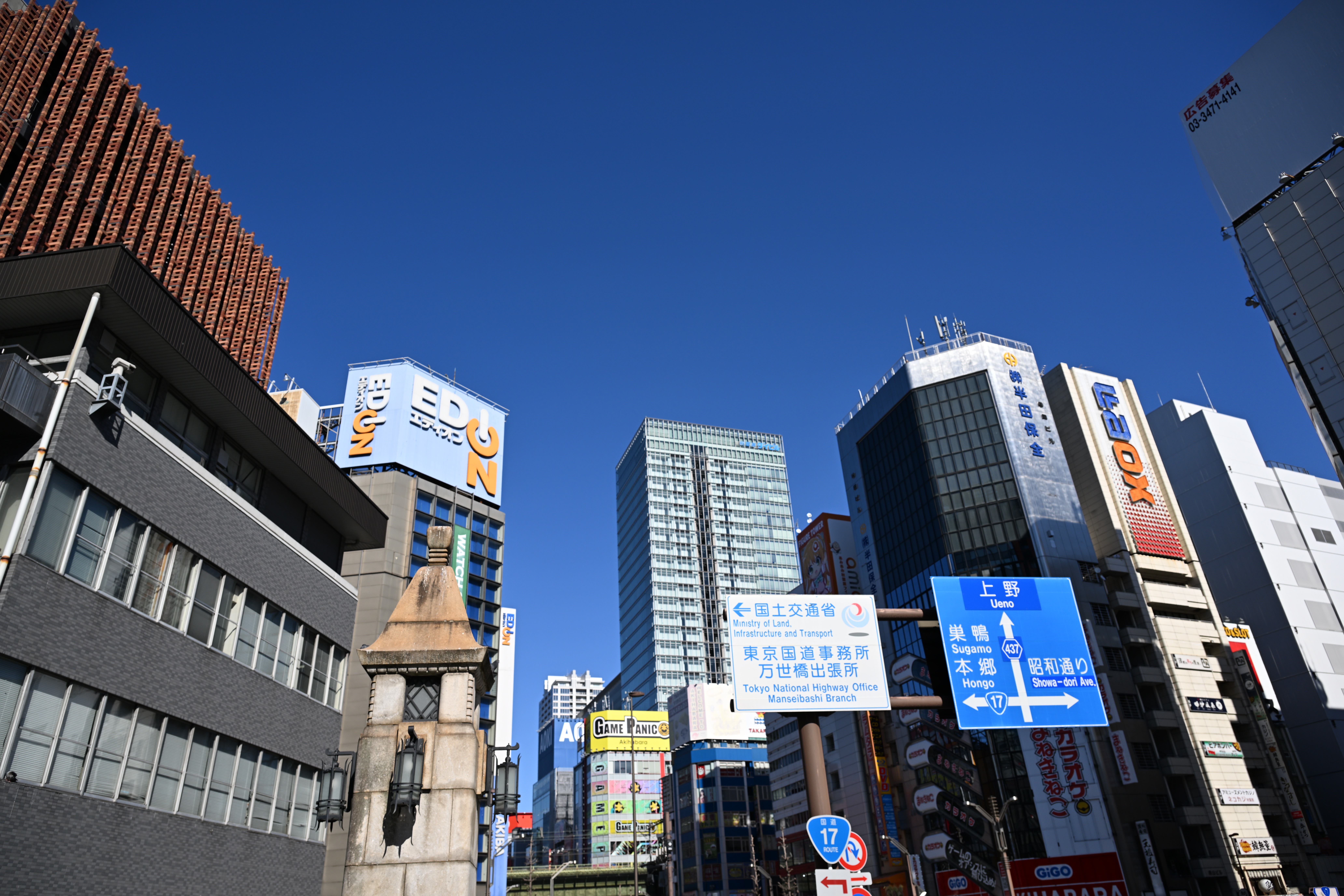 秋葉原：日本有数の電気街です。アニメや漫画、家電製品などなどサブカルチャーの聖地。