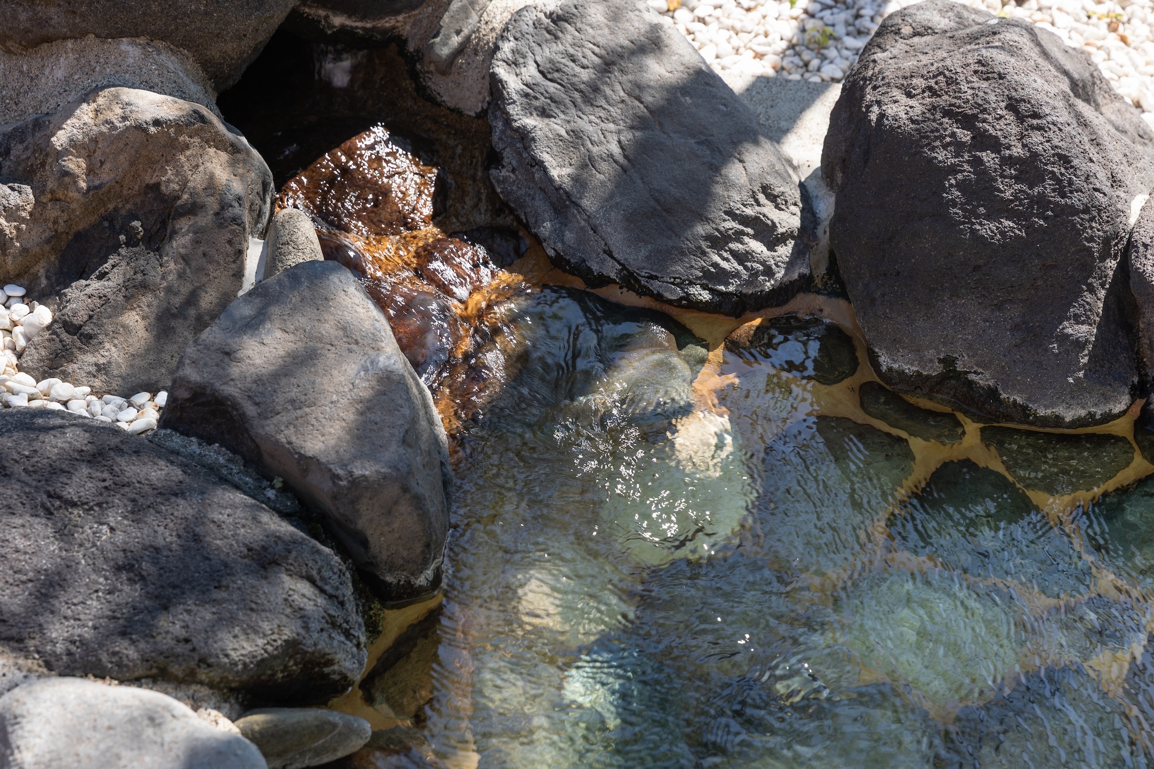 自家源泉からこんこんと沸く温泉が溢れる大浴場。大きな窓ガラスから只見の四季を眺めながら