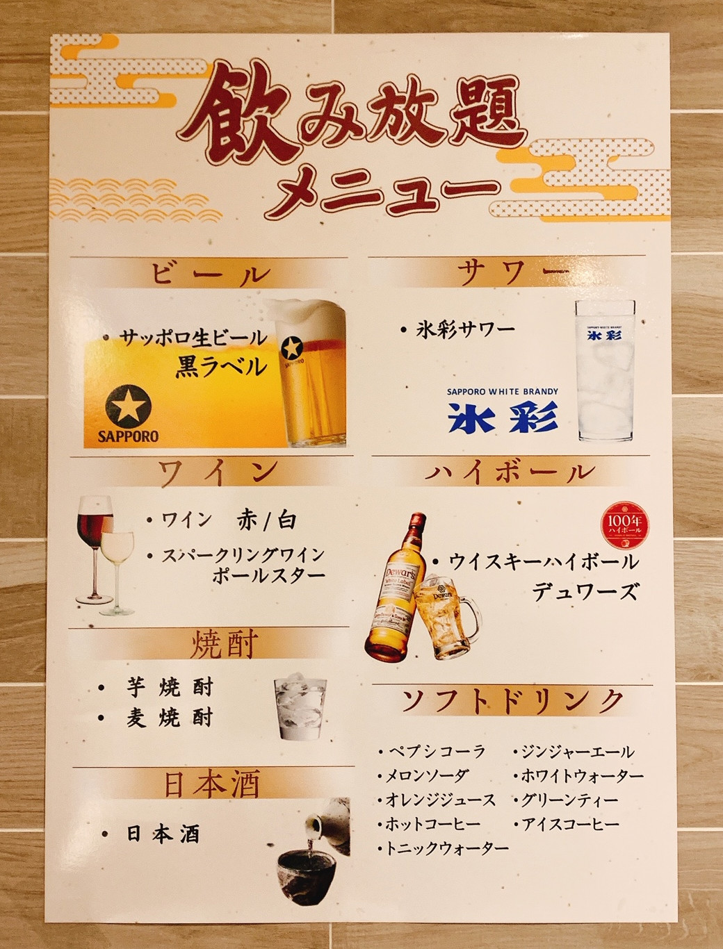 イルフィオーレ葛西 飲み放題メニュー