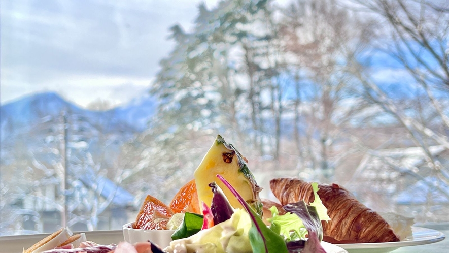 磐梯山のようにも見える朝食です笑