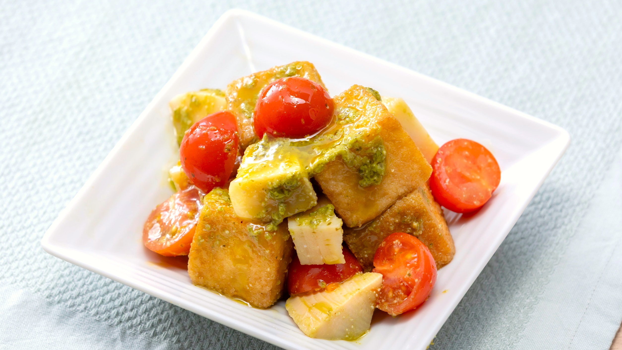 【朝食　春メニュー】 タケノコと厚揚げのジェノベーゼ