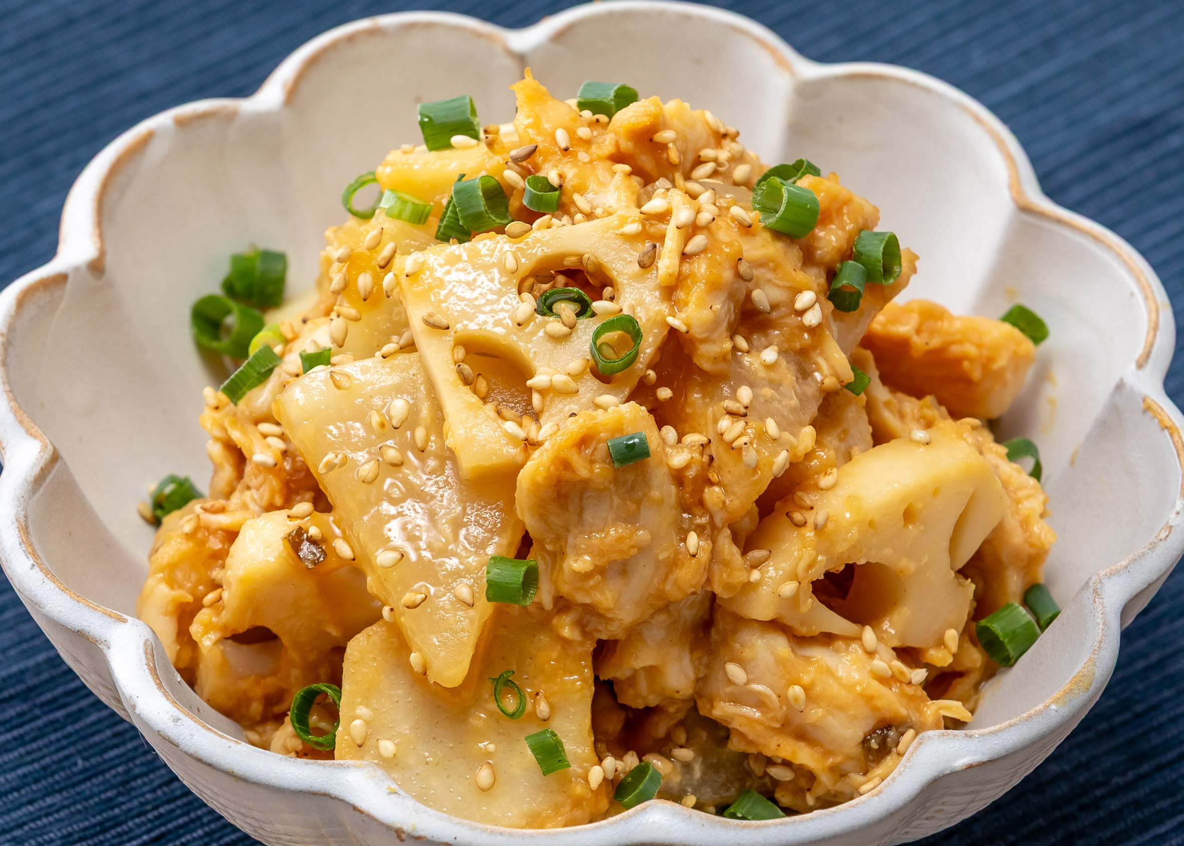 【朝食 | 冬メニュー】根菜と鶏肉の葱味噌和え
