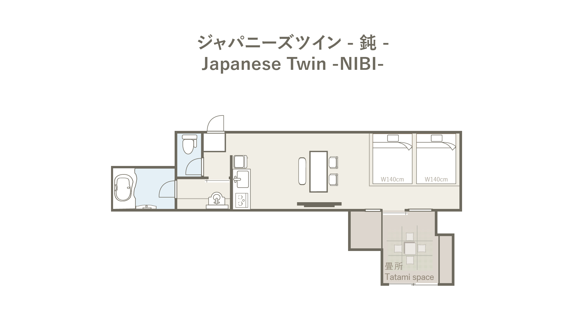 ジャパニーズツイン -鈍-　４３㎡　見取り図