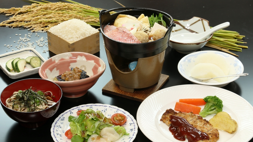 【冬の夕食】冬は女将のおまかせ料理！寄せ鍋バージョンの一例。