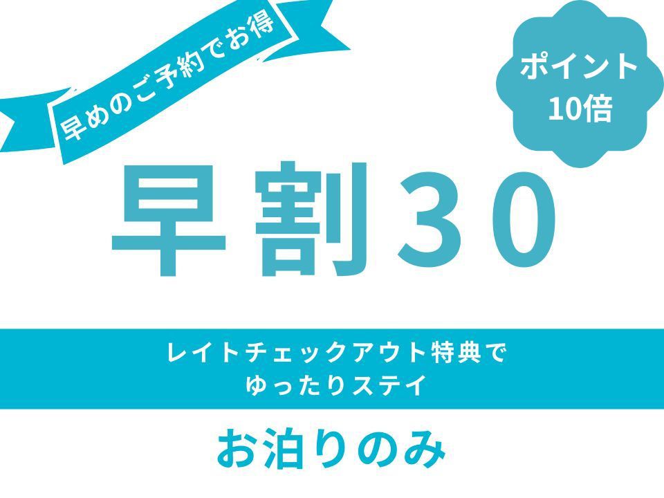 【ポイント10倍】30日前までのご予約でお得♪＜お泊まりのみ＞