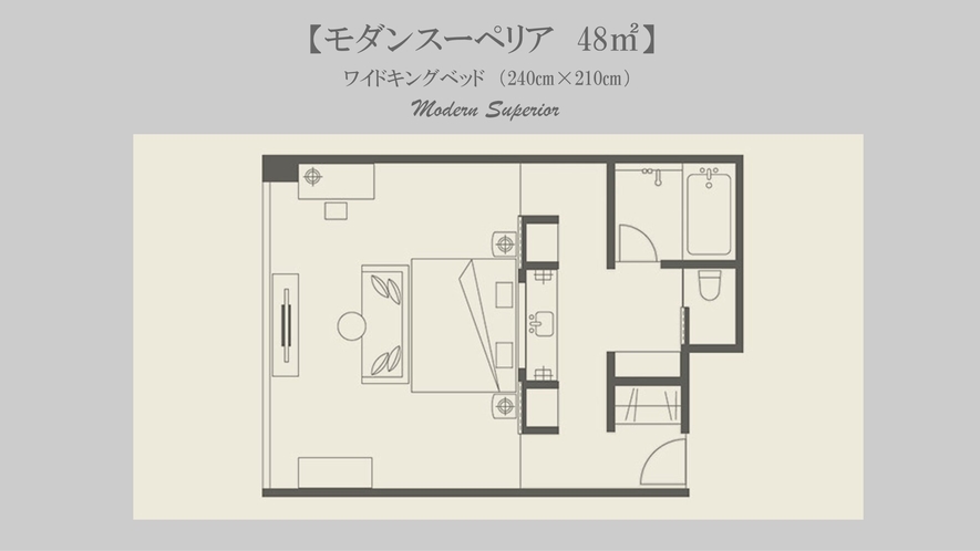 ◆Modern Superior Double｜48-51平米｜ワイドキングベッド1台幅240センチ