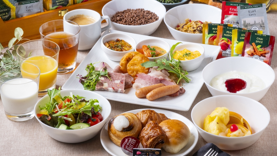 【朝食ビュッフェ付き】ハムやベーコンがおすすめ！◯30種以上の和洋ビュッフェ